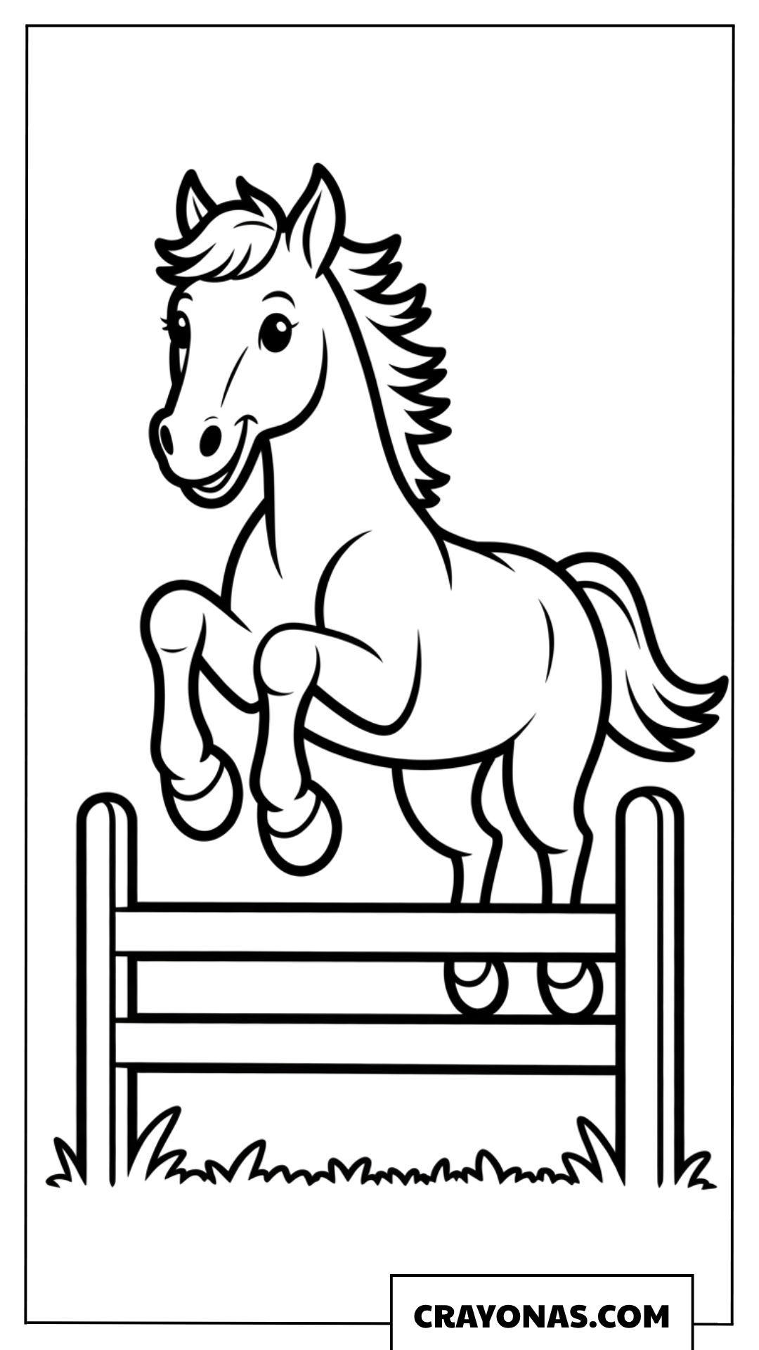 Horse Jumping Over Fence Coloring Page