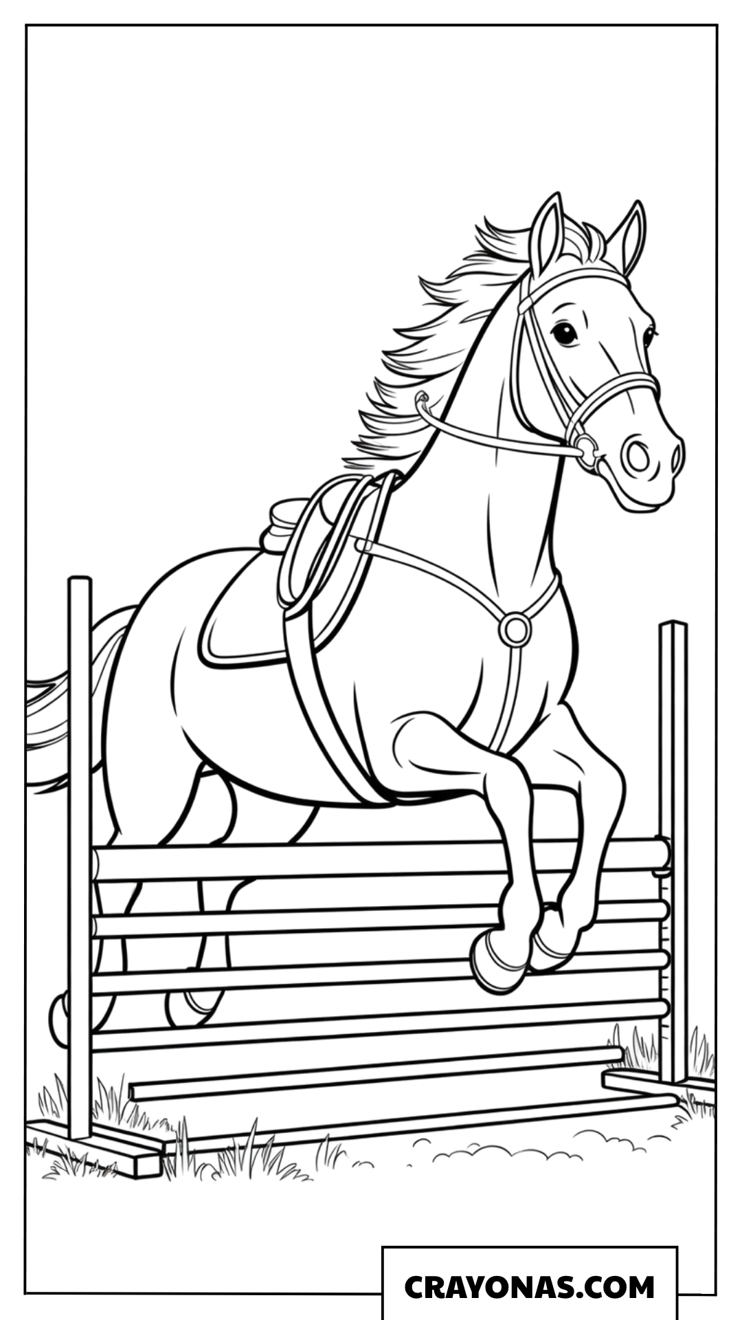 Horse Jumping Over Fence Coloring Page