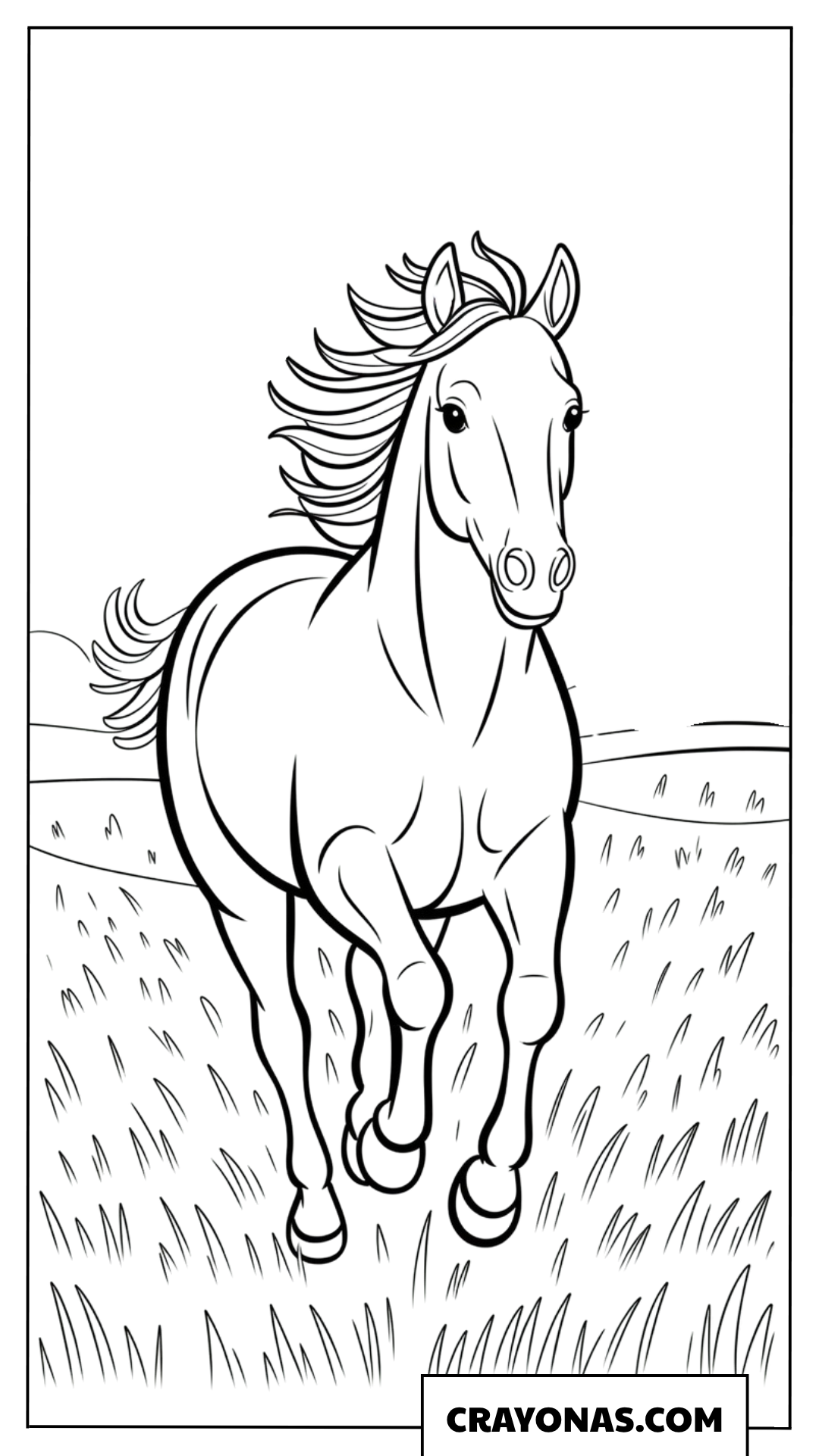 Horse Running in Field Coloring Page