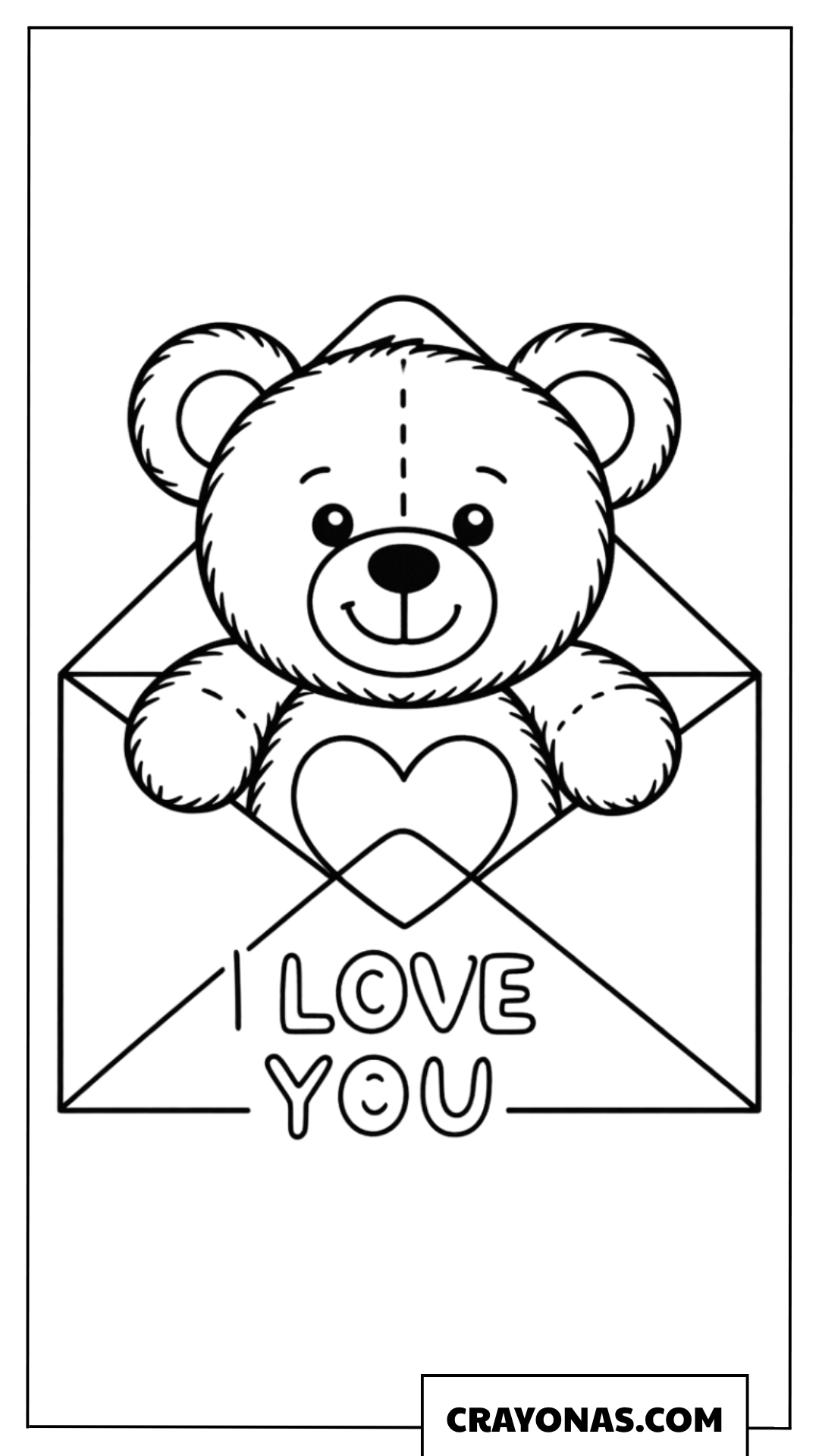 I Love You Teddy Bear Card Coloring Page