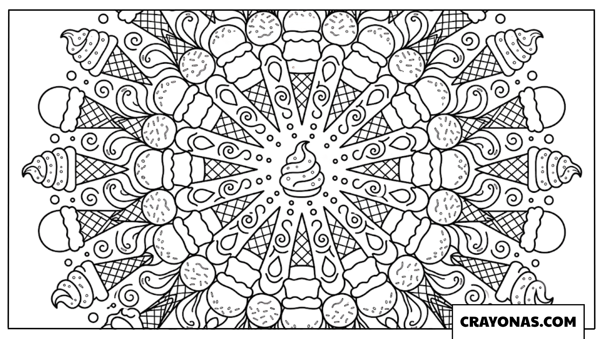 Ice Cream Mandala Coloring Page