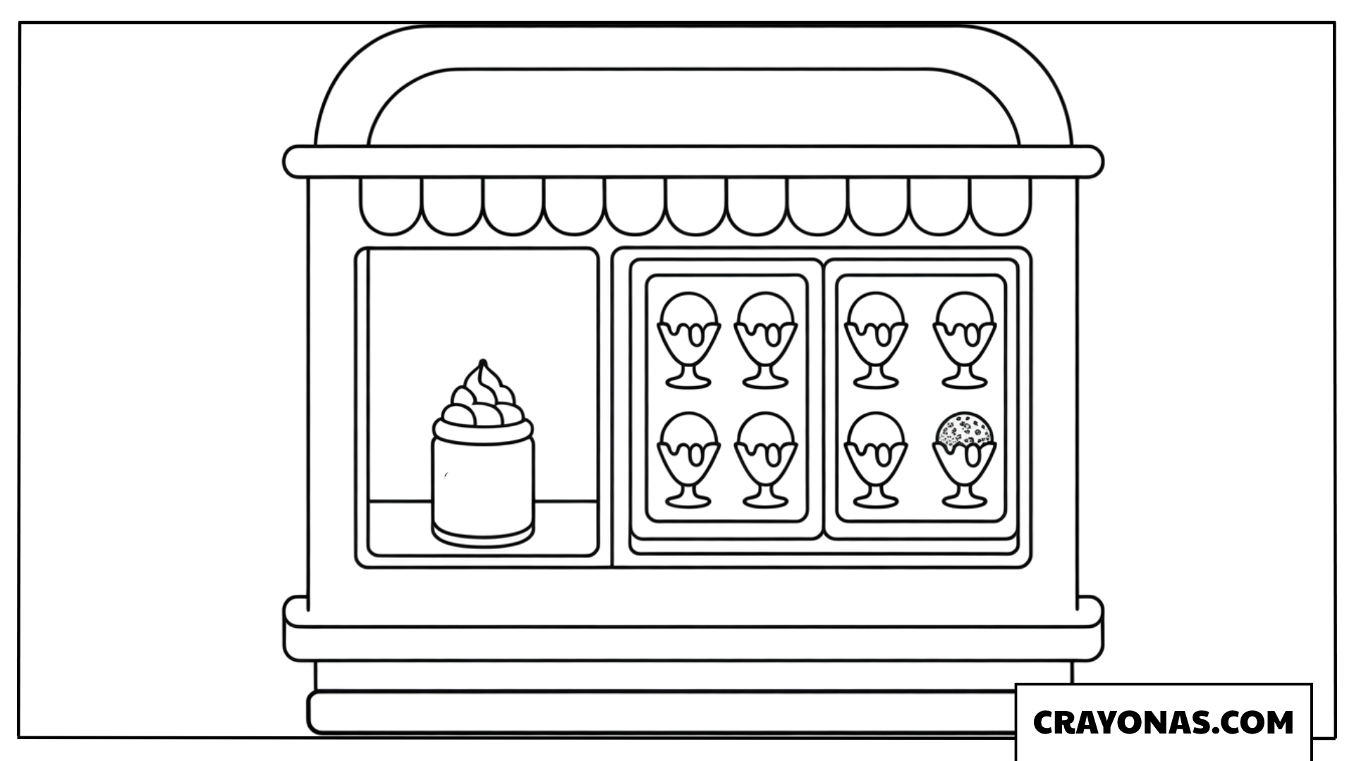 Ice Cream Stand Window with Treats Coloring Page