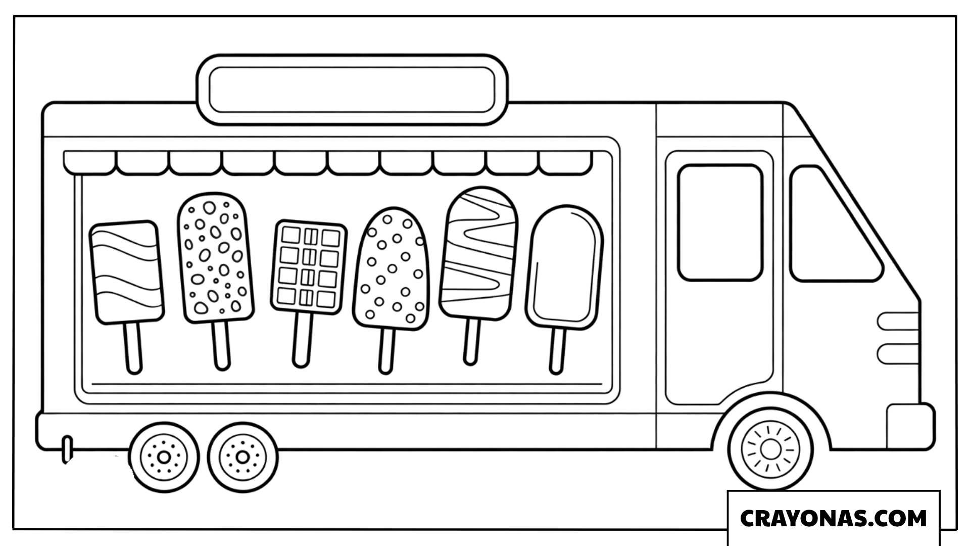 Ice Cream Truck Side Menu with Popsicles Coloring Page