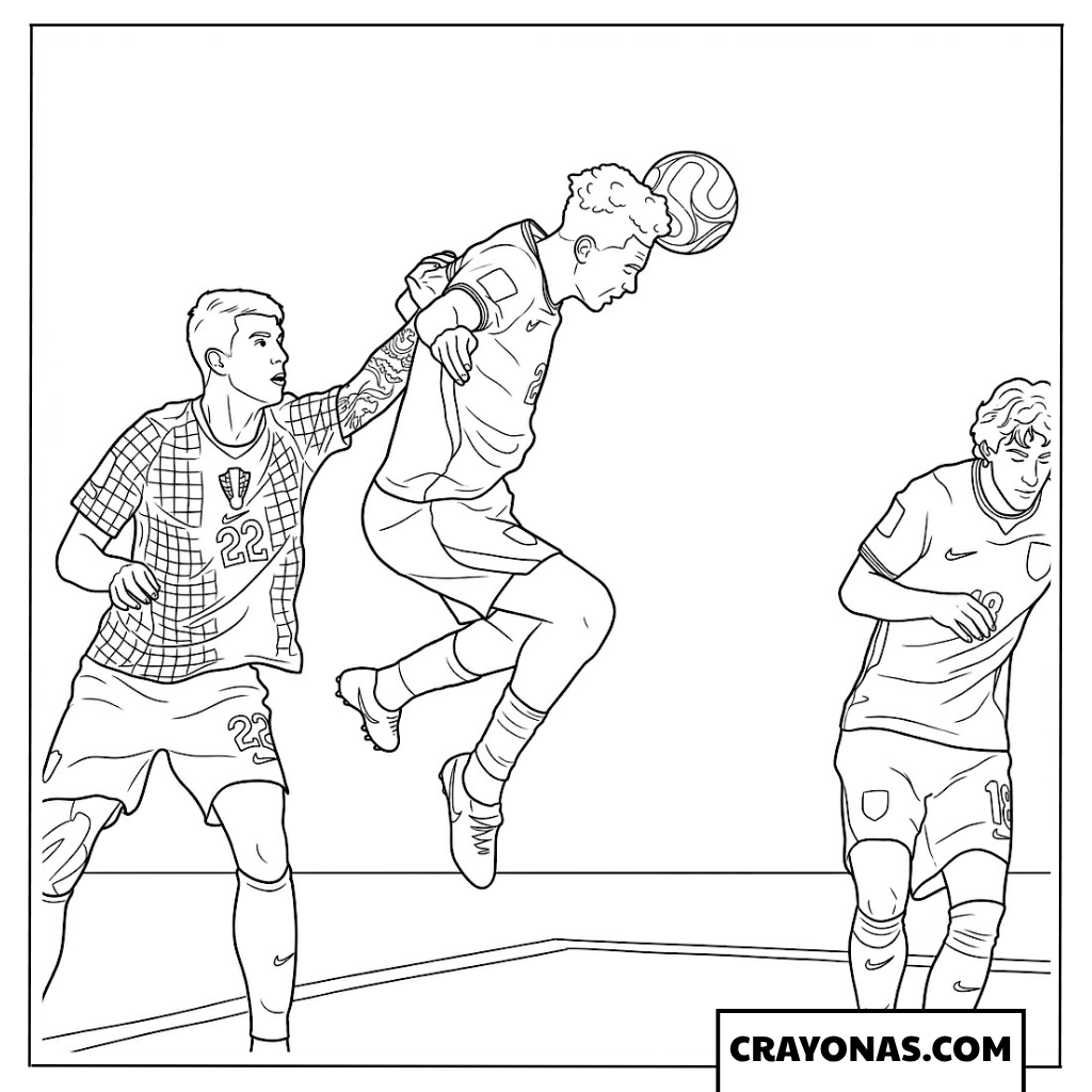 Igor Matanovic vs Callum OReilly Aerial Clash England vs Croatia World Cup 2026 Coloring Page