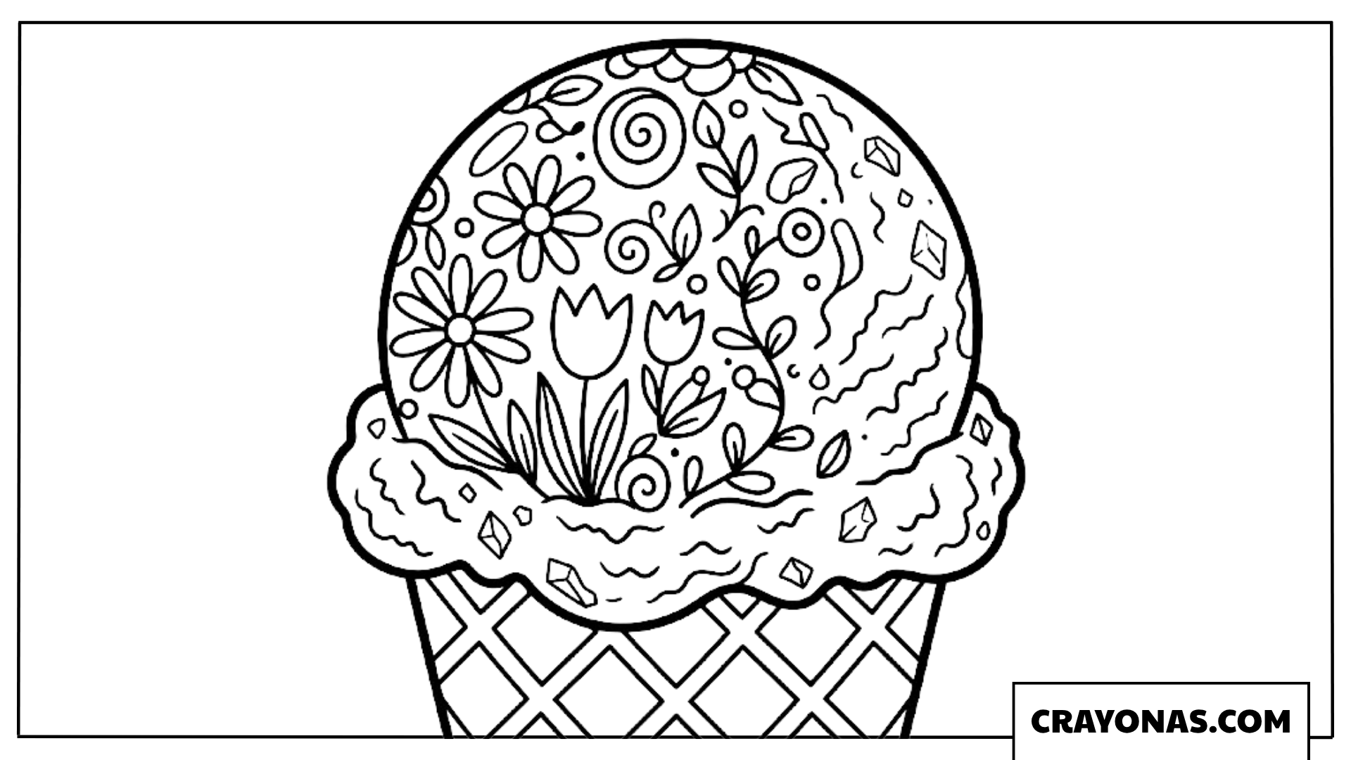 Intricate Ice Cream Cone Mandala Coloring Page