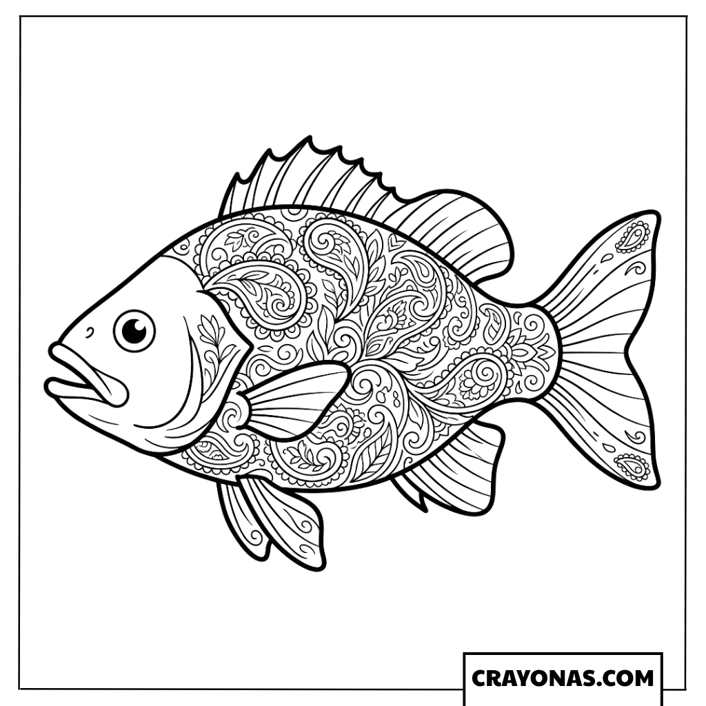 Intricate Mandala Fish Coloring Page