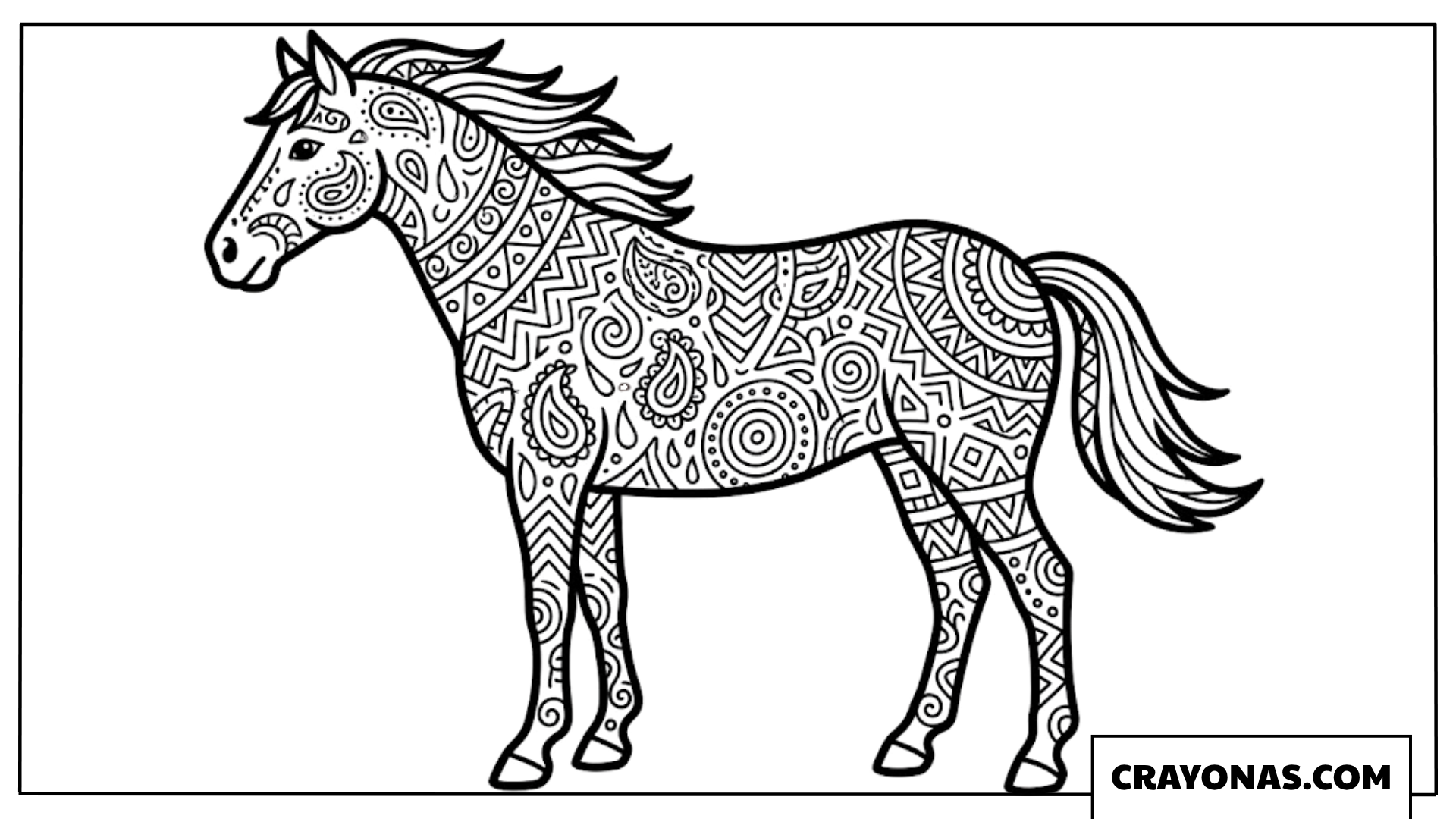 Intricate Mandala Horse Coloring Page