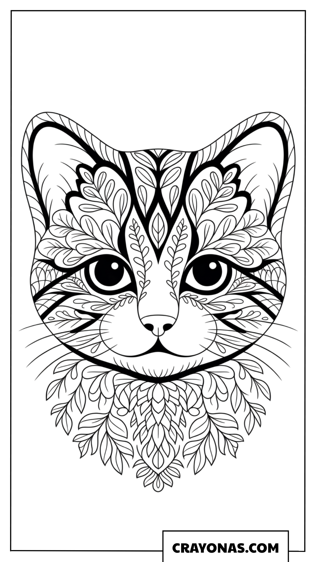 Intricate Mandala Kitten Face Zentangle Coloring Page