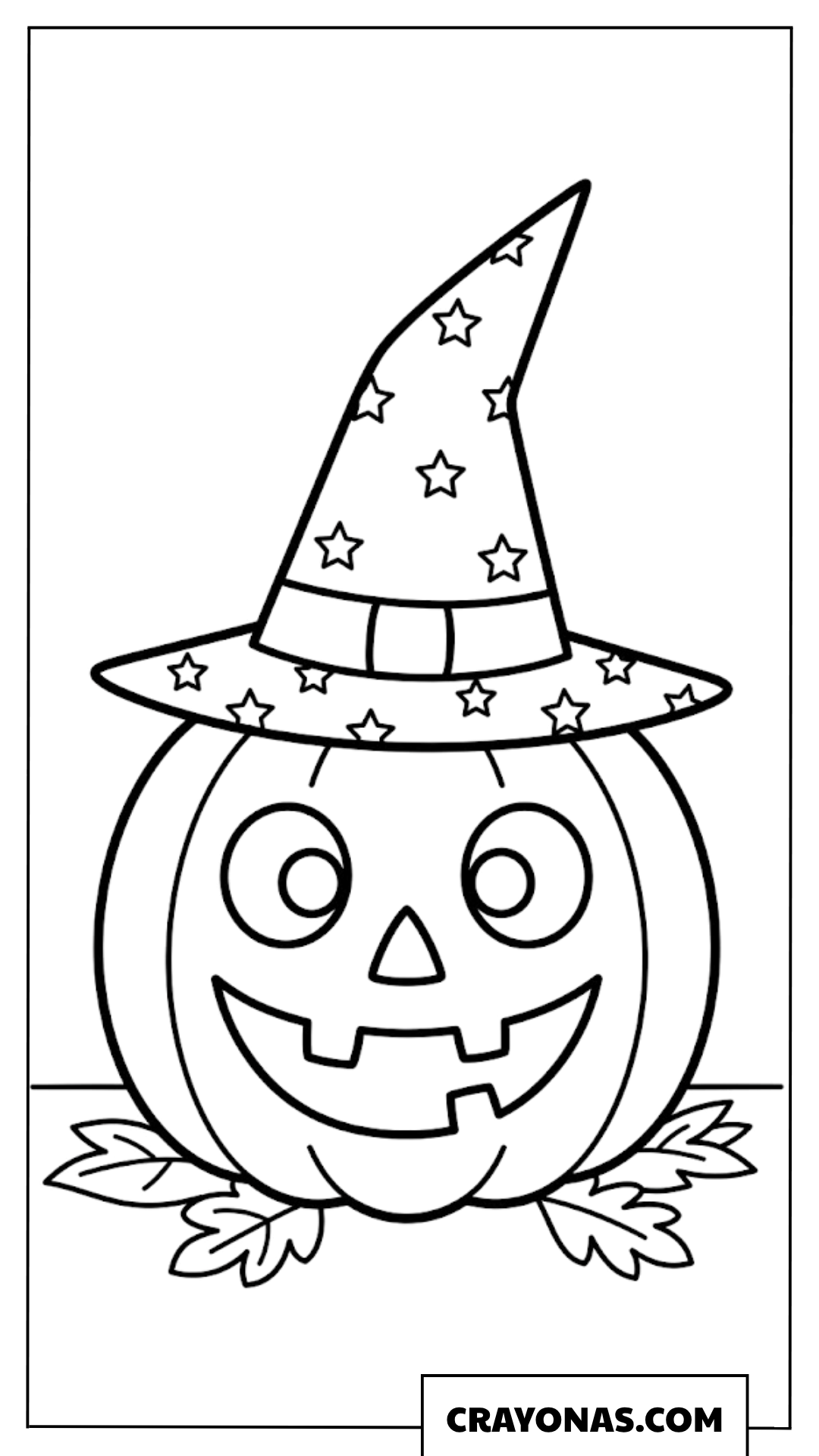Jack-O'-Lantern with Witch Hat Coloring Page