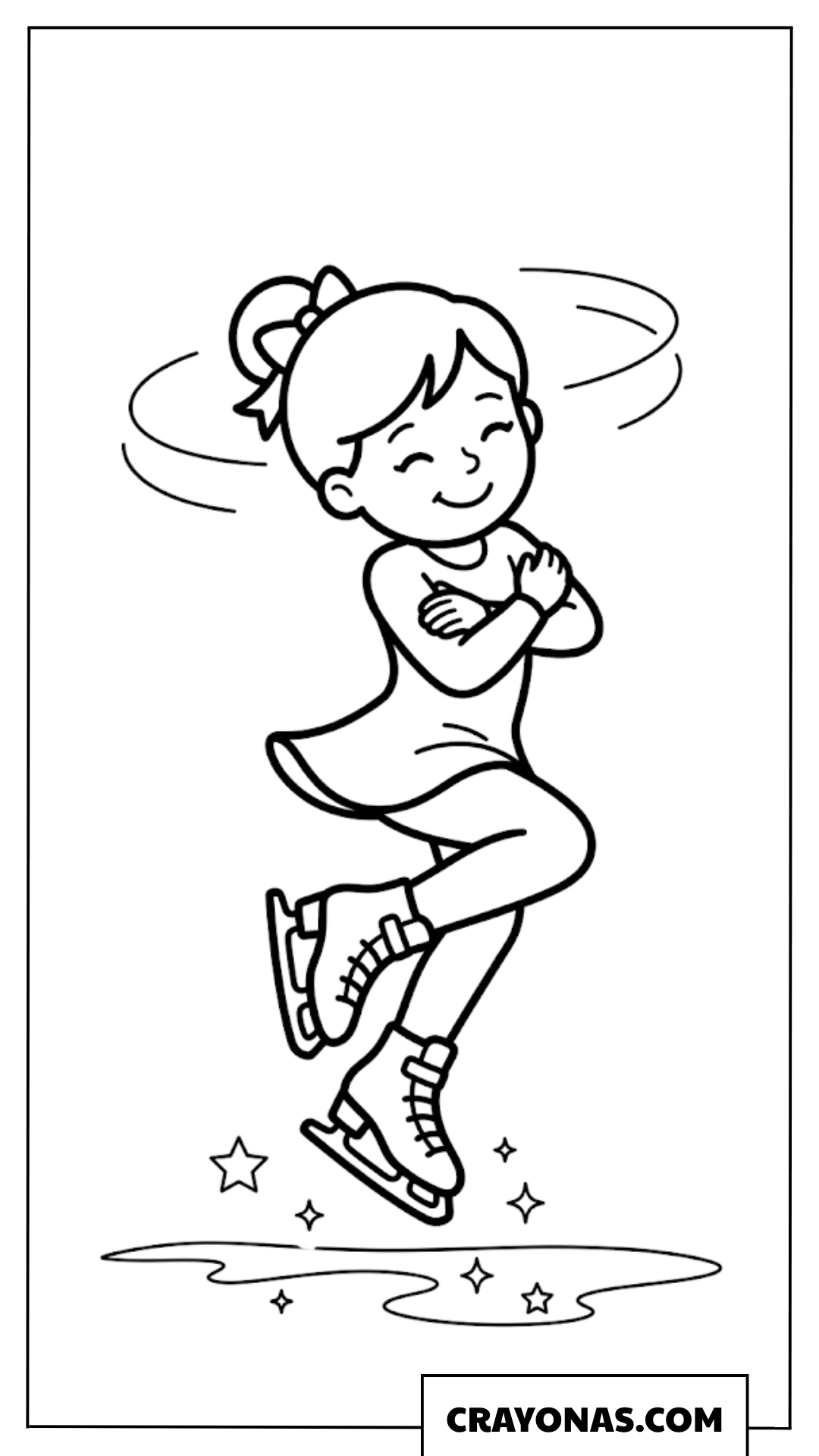 Joyful Figure Skater Spinning Coloring Page