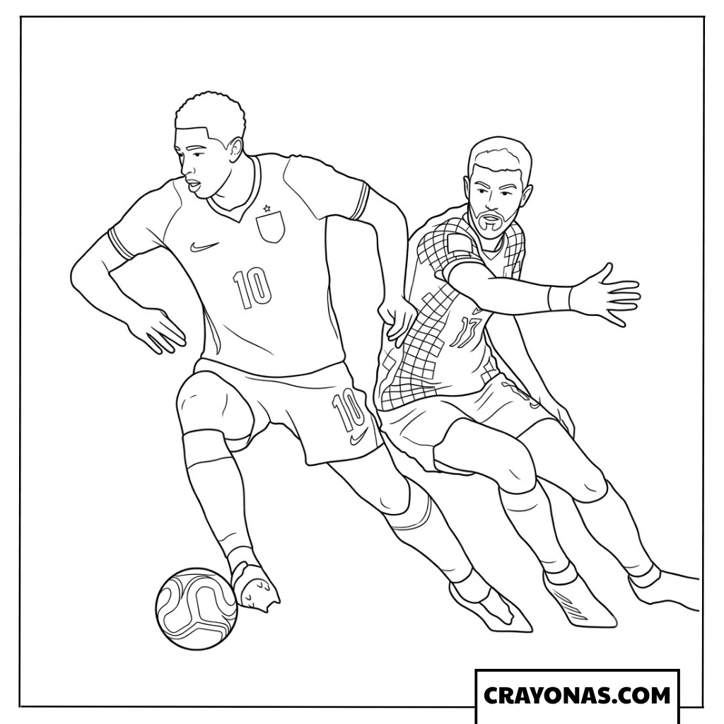 Jude Bellingham Dribbling England vs Croatia World Cup 2026 Coloring Page