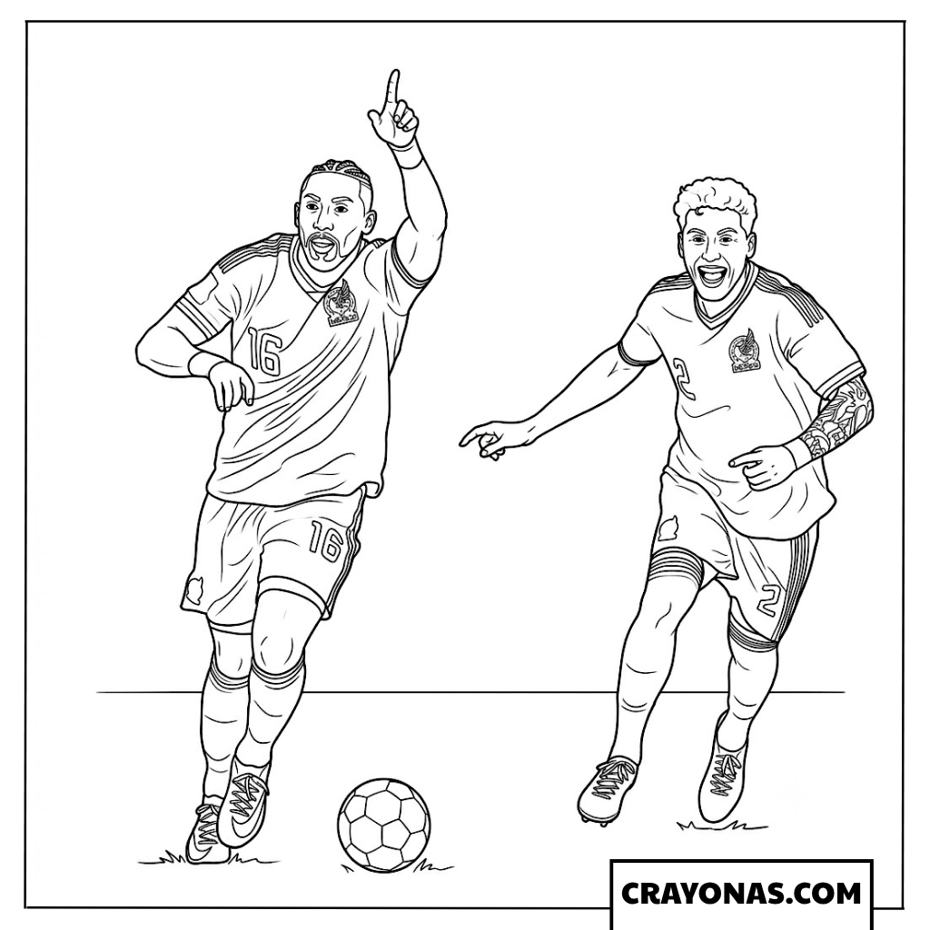 Julian Quinones Celebrates Second Goal Mexico vs Czech Republic Coloring Page