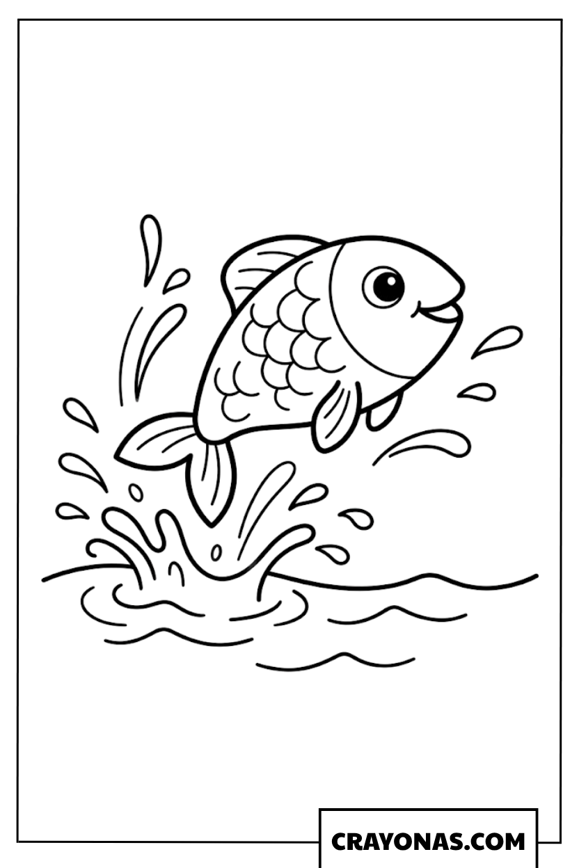 Jumping Fish Coloring Page