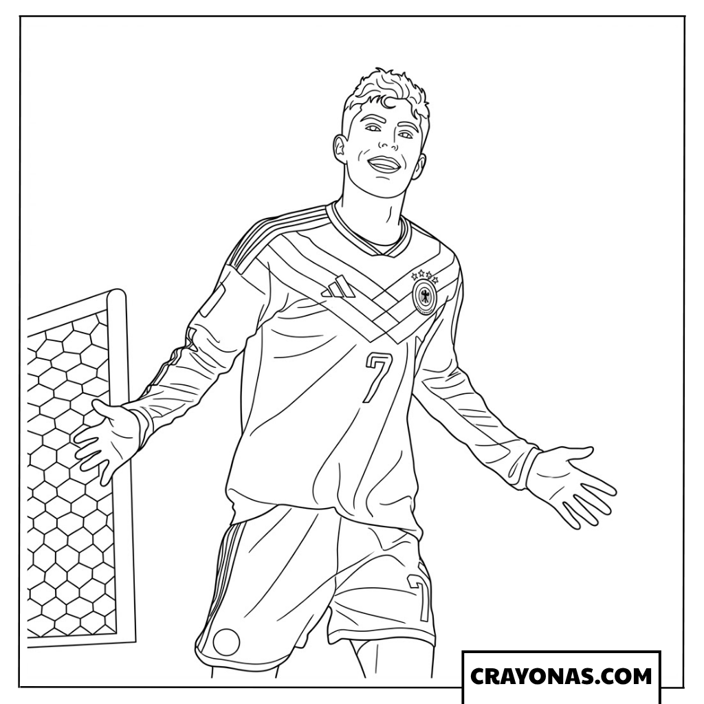 Kai Havertz Goal Celebration Coloring Page