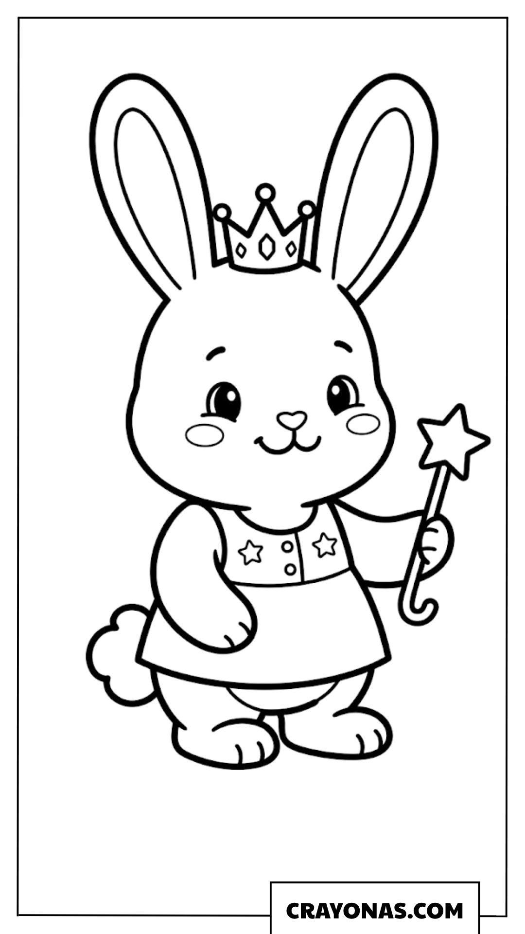 Kawaii Bunny Princess with Wand Coloring Page