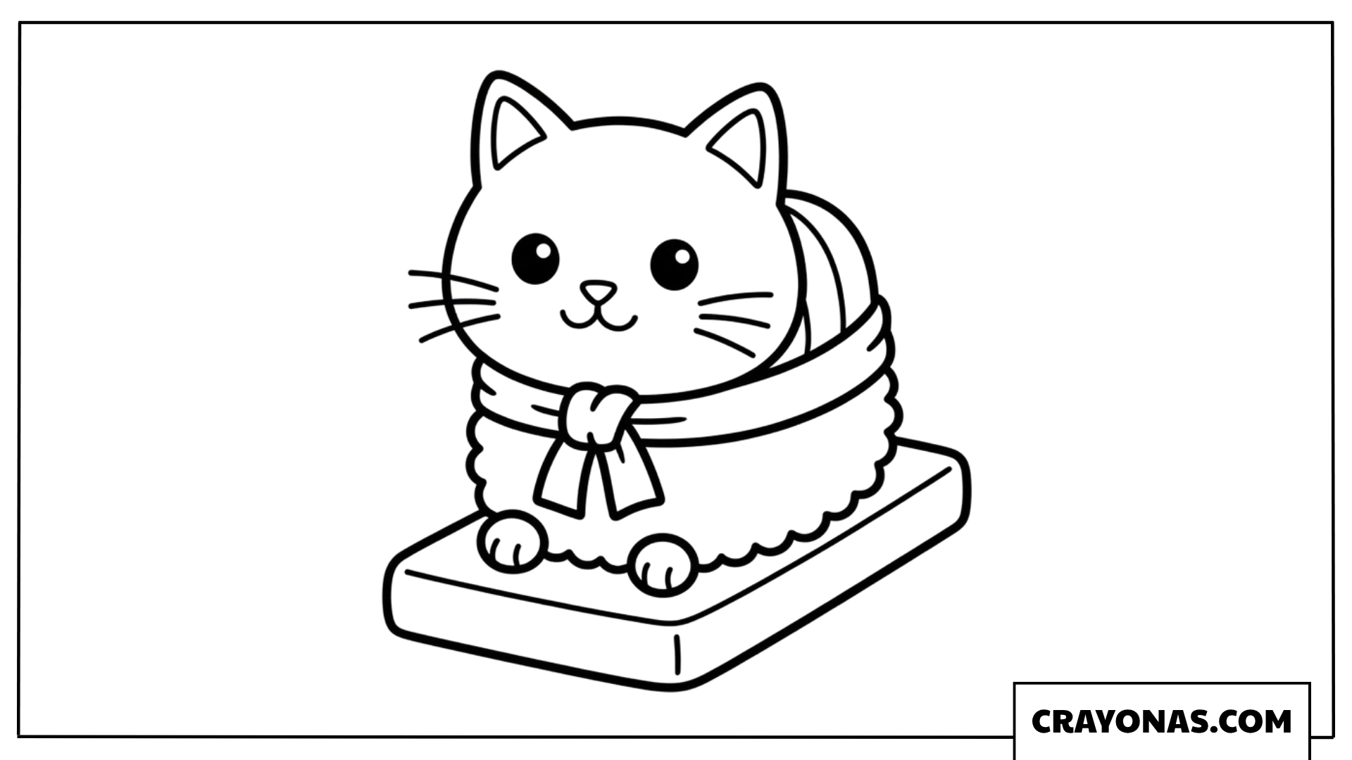 Kawaii Cat Sushi Coloring Page
