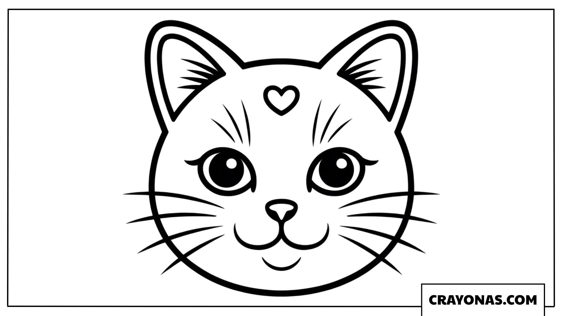 Kawaii Cat with Heart Coloring Page