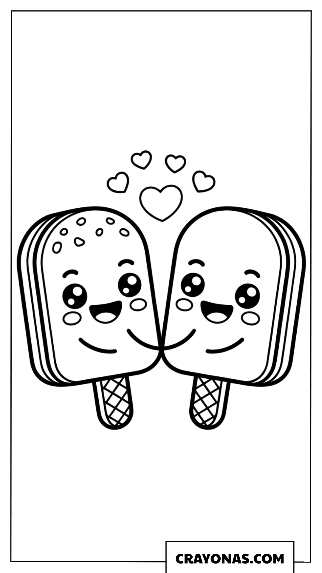 Kawaii Ice Cream Popsicle Friends Coloring Page