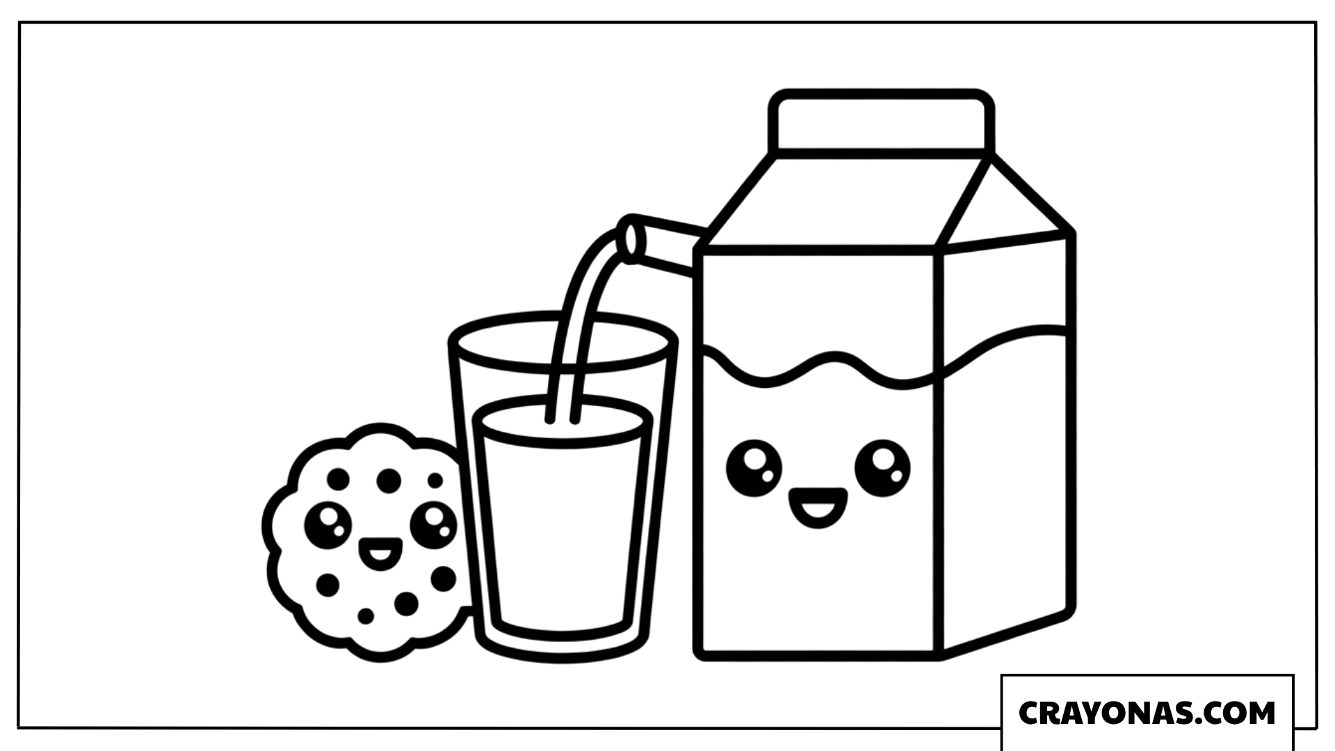 Kawaii Milk and Cookie Friends Coloring Page