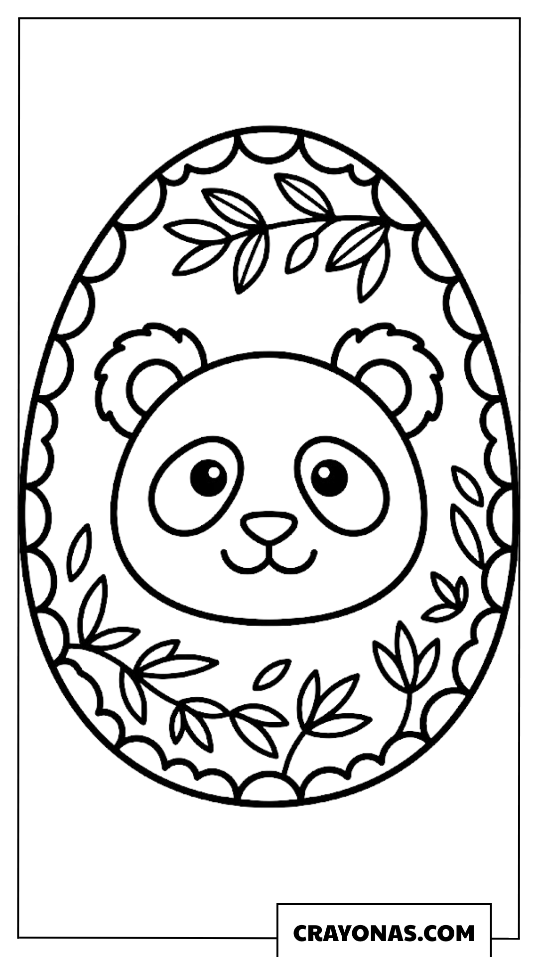 Kawaii Panda Easter Egg Coloring Page