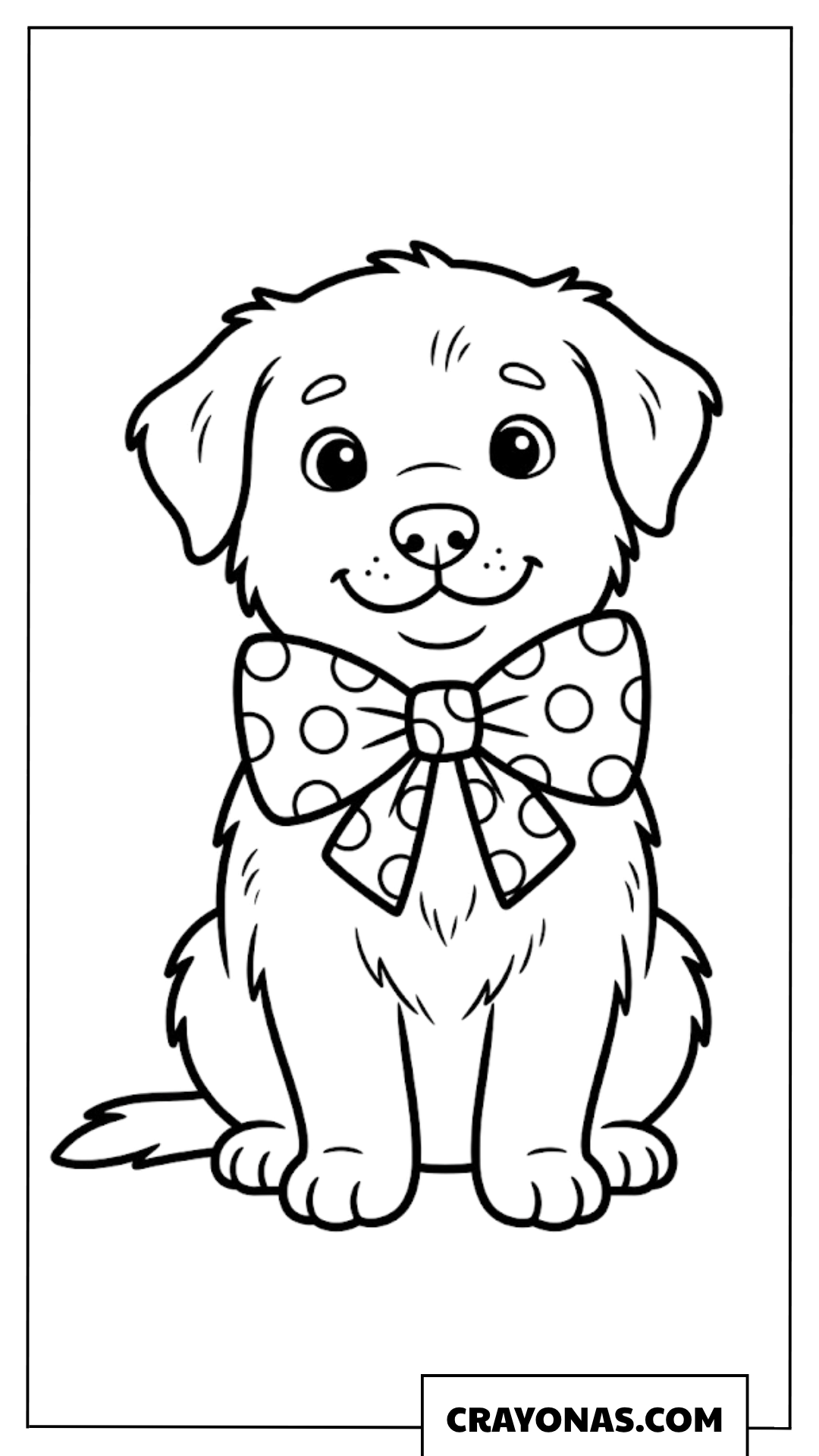 Kawaii Puppy with Big Bow Coloring Page