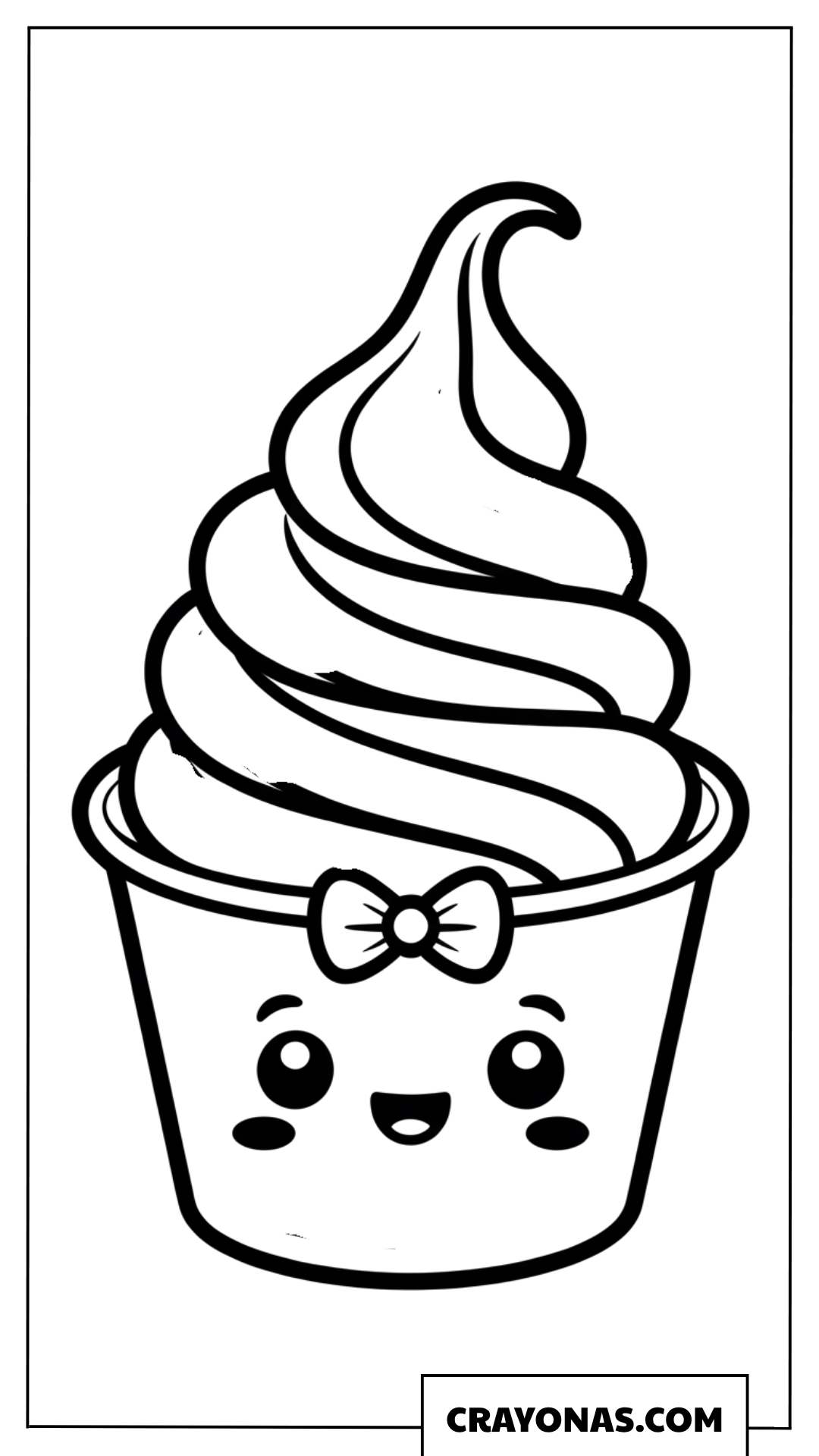 Kawaii Soft Serve Ice Cream Coloring Page