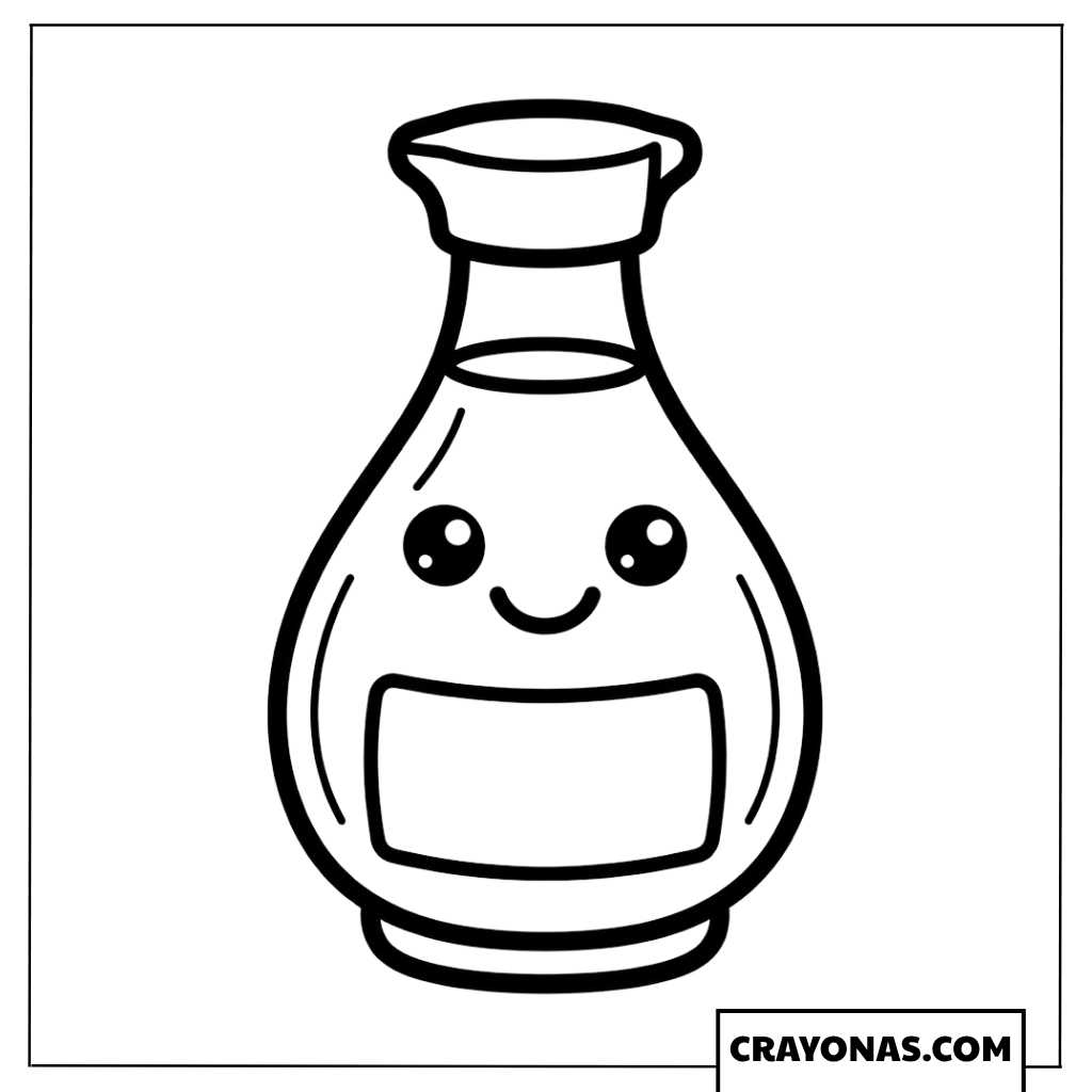 Kawaii Soy Sauce Bottle Coloring Page