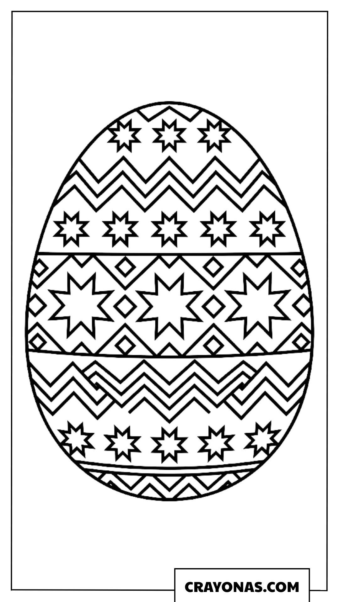 Kawaii Star Pattern Easter Egg Coloring Page