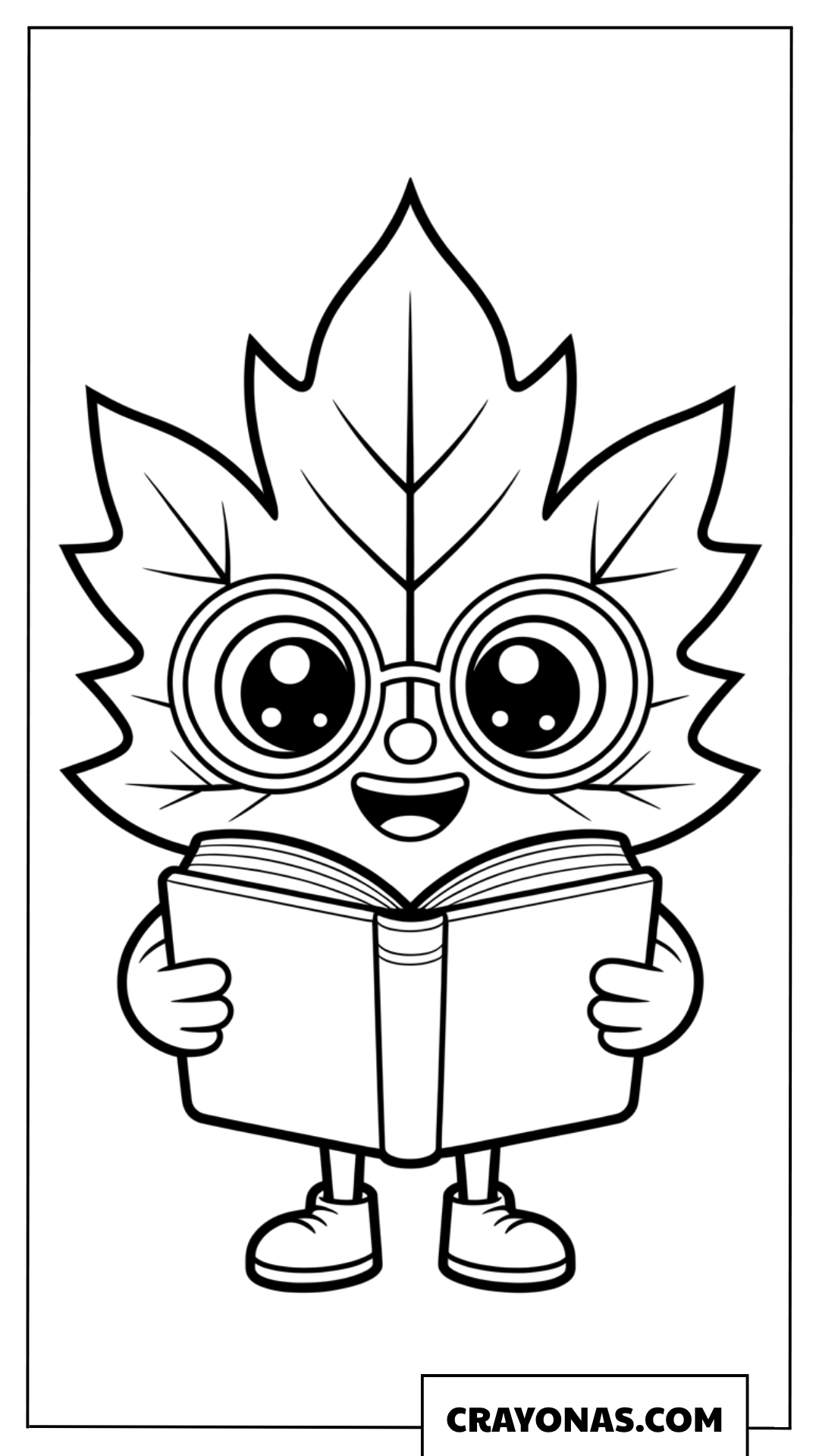 Leaf Character Reading Book Fall Coloring Page