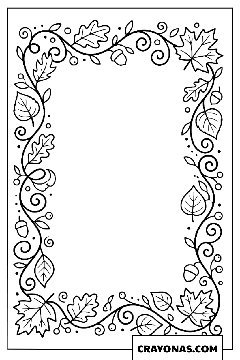 Leaf Vine Frame Fall Coloring Page
