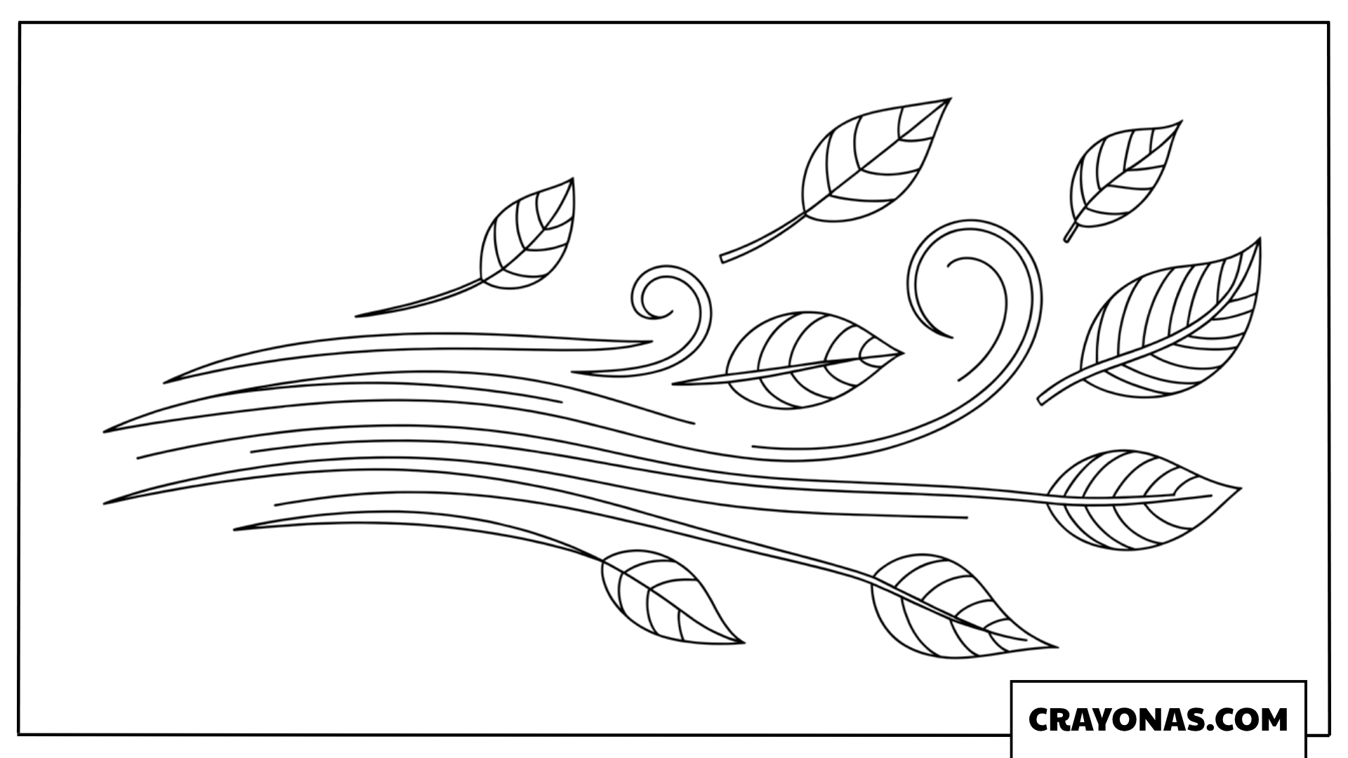 Leaves Blowing in Wind Swirl Coloring Page
