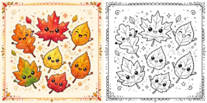 Leaves Fall Coloring Pages ft - 2