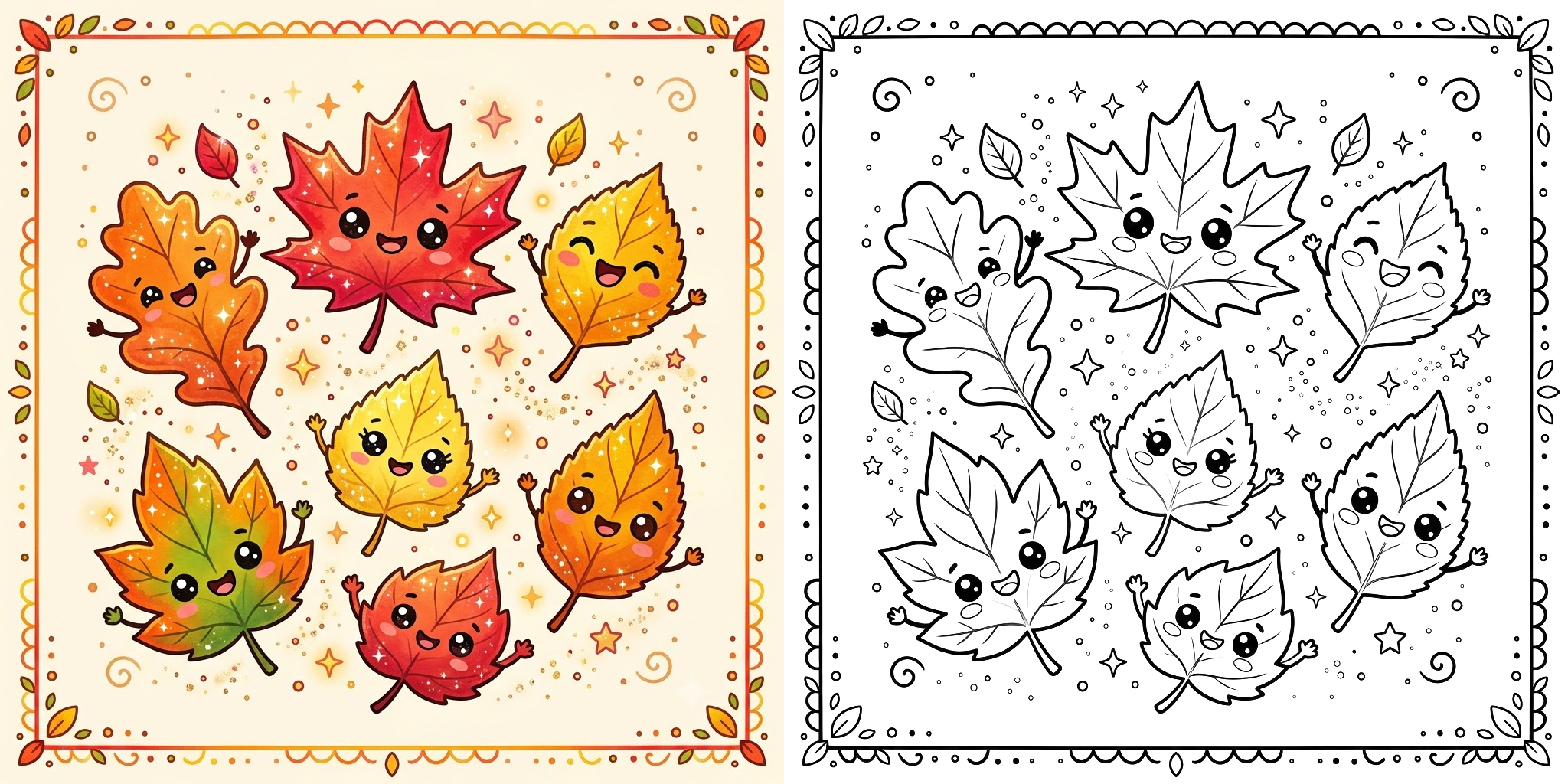 Leaves Fall Coloring Pages ft - 2