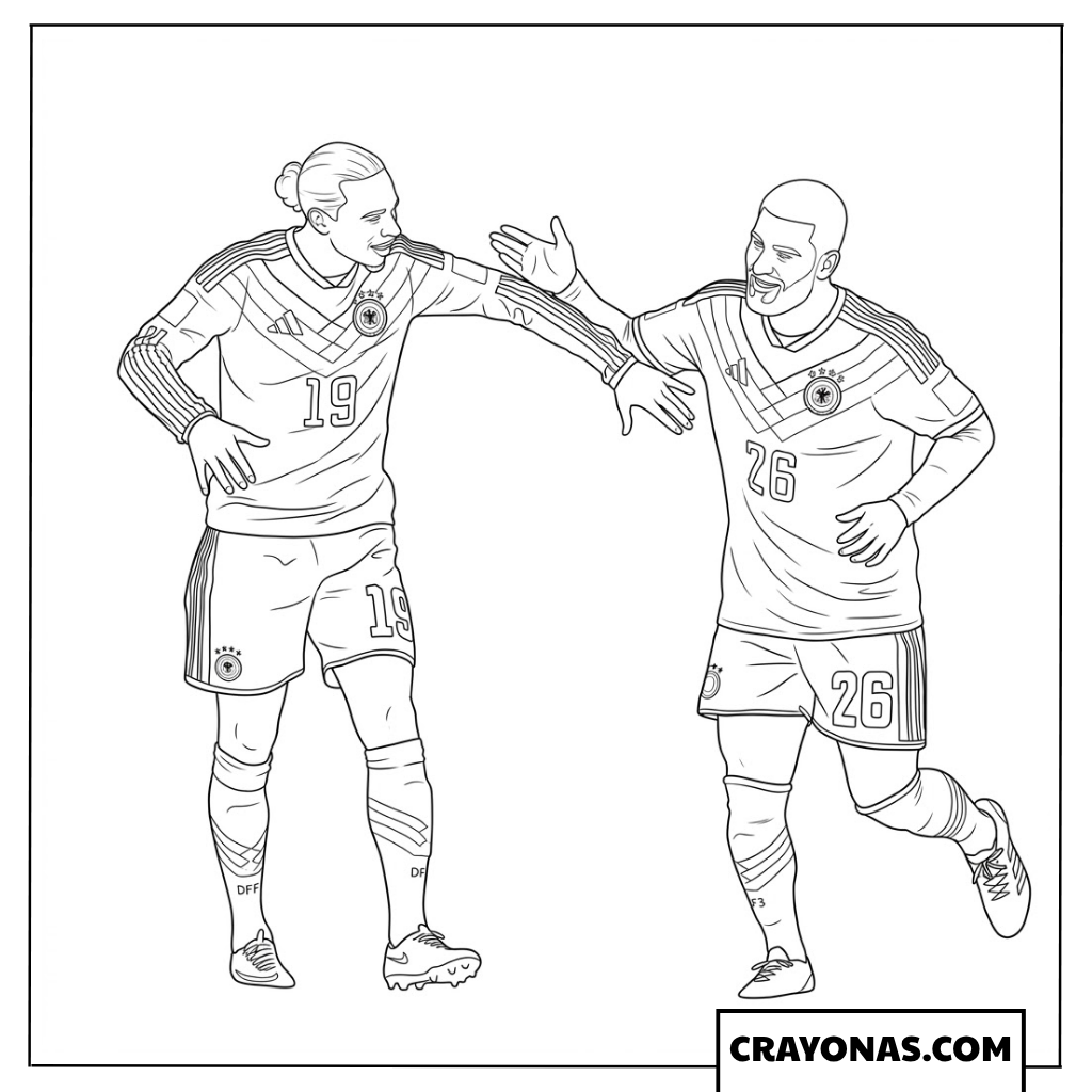 Leroy Sané and Deniz Undav High-Five Celebration Coloring Page