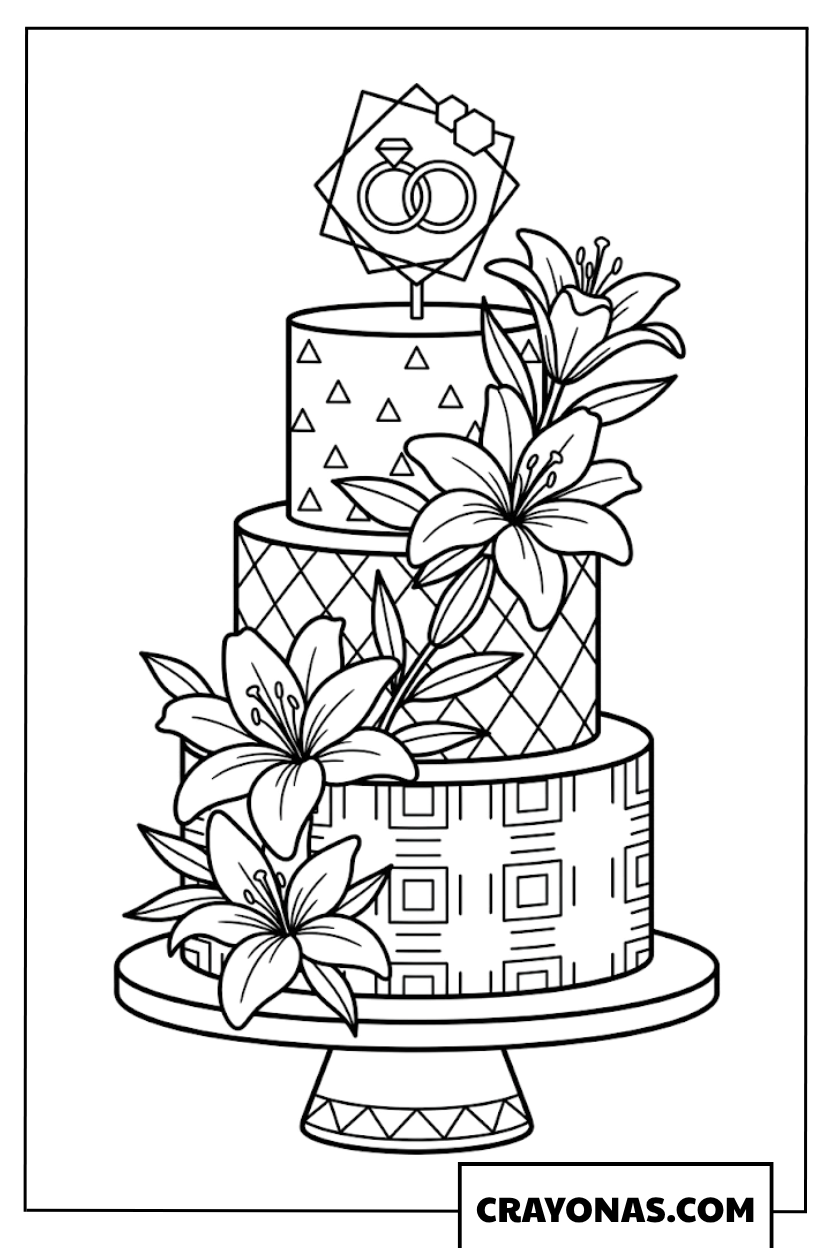 Lily Wedding Cake Coloring Page