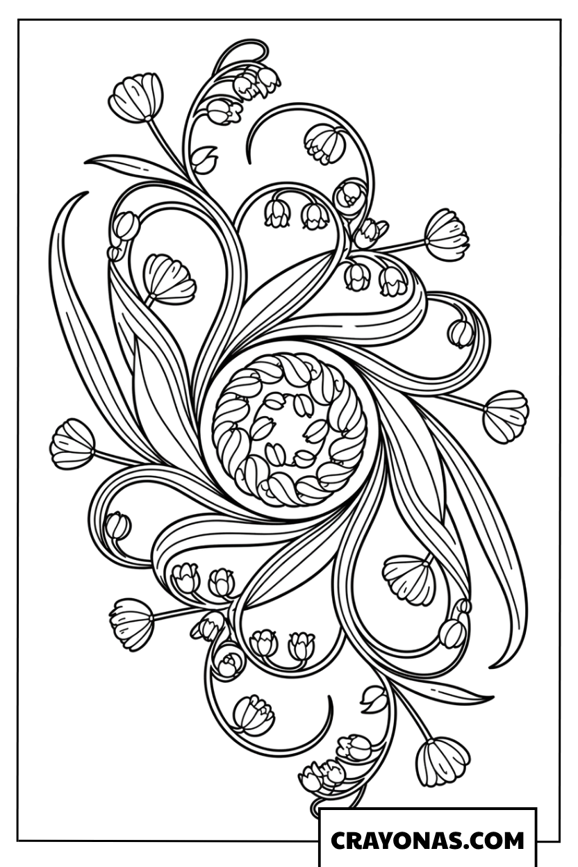 Lily of the Valley Mandala Coloring Page