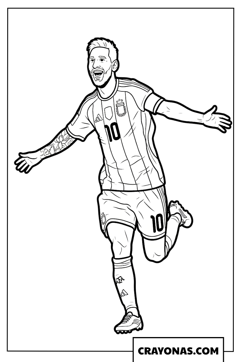 Lionel Messi Goal Celebration Coloring Page