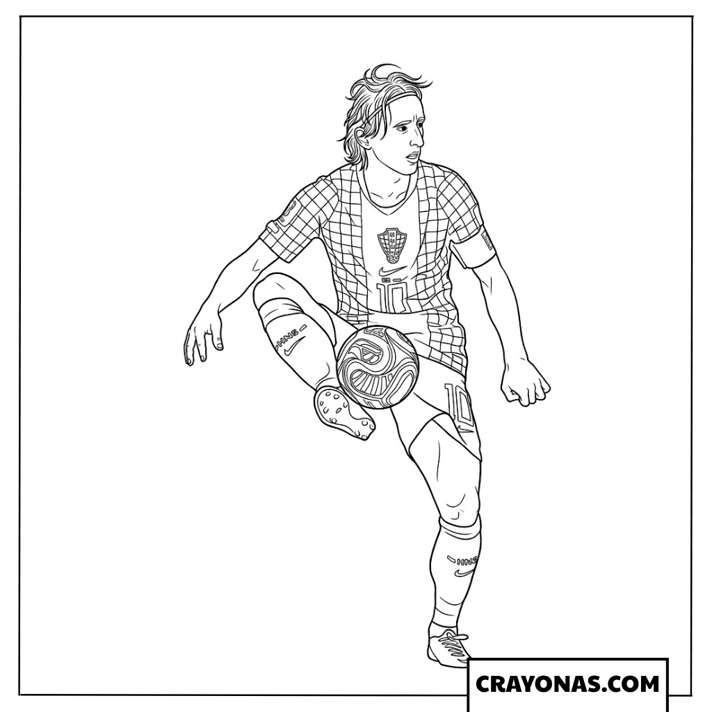 Luka Modric Ball Control England vs Croatia World Cup 2026 Coloring Page