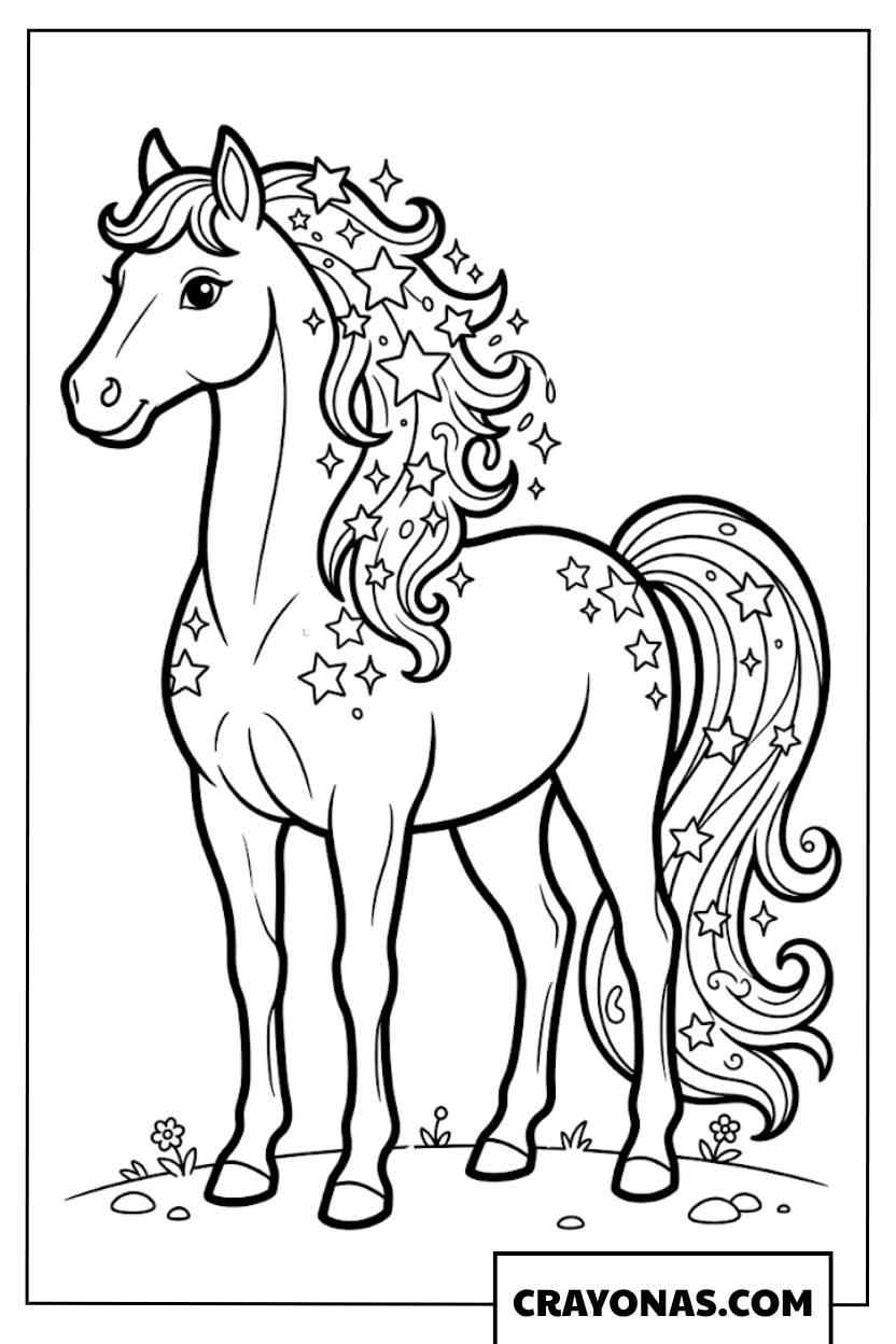 Magical Star Horse Coloring Page