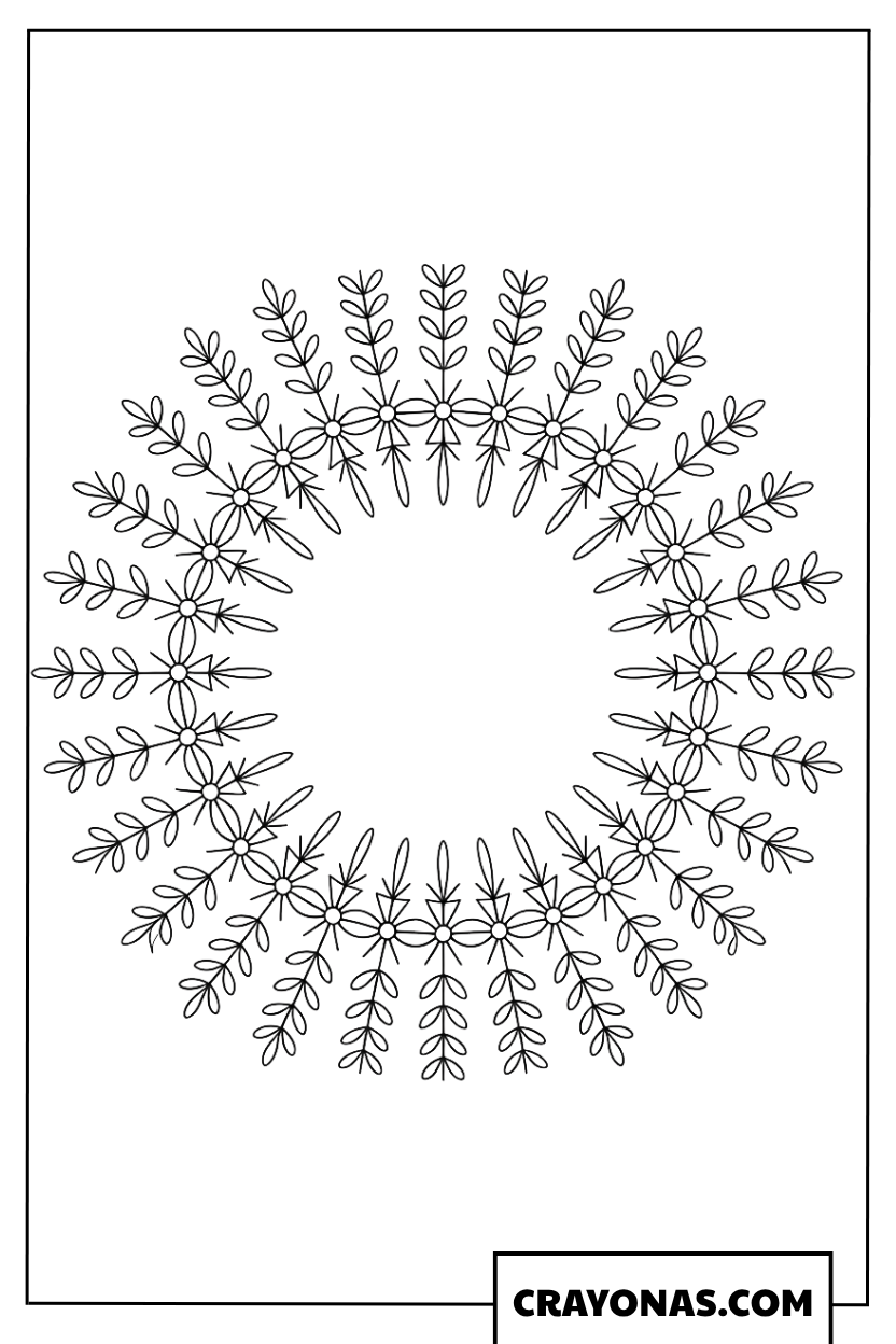 Mandala Snowflake Christmas Wreath Coloring Page