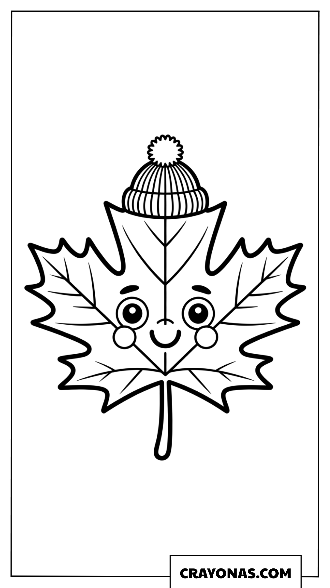 Maple Leaf Wearing Beanie Fall Coloring Page