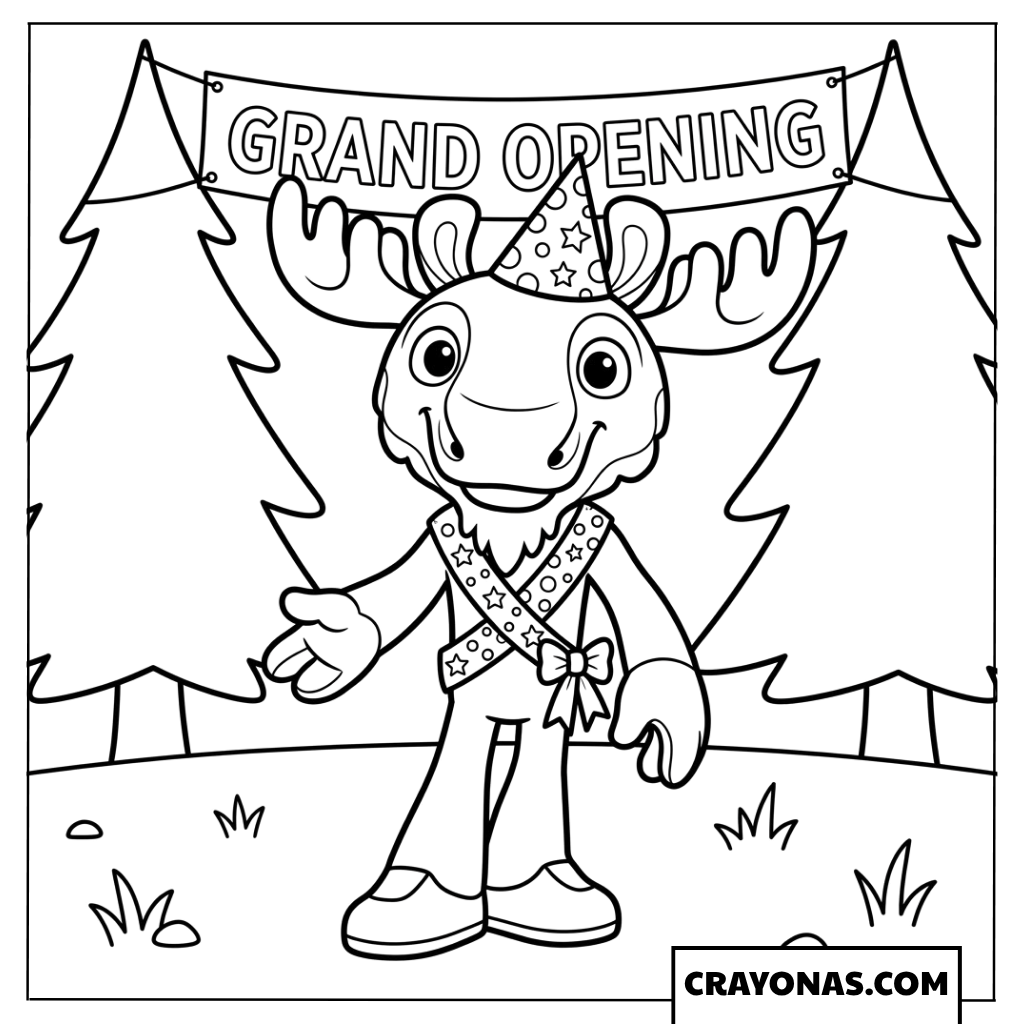 Maple the Moose Grand Opening Coloring Page