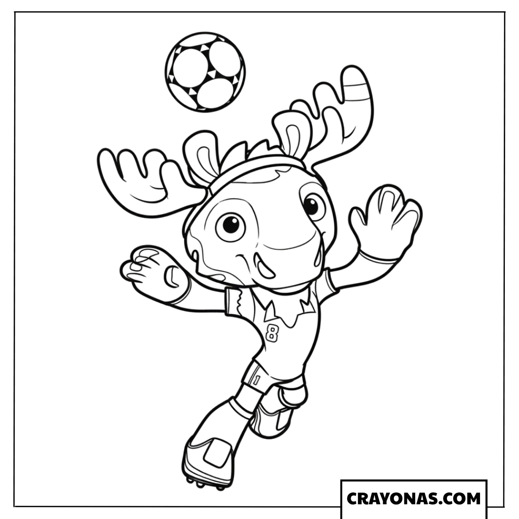 Maple the Moose Juggling Soccer Ball Coloring Page
