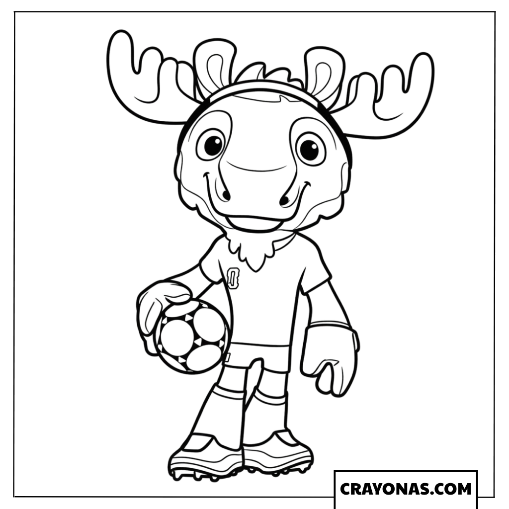Maple the Moose Soccer Player Coloring Page