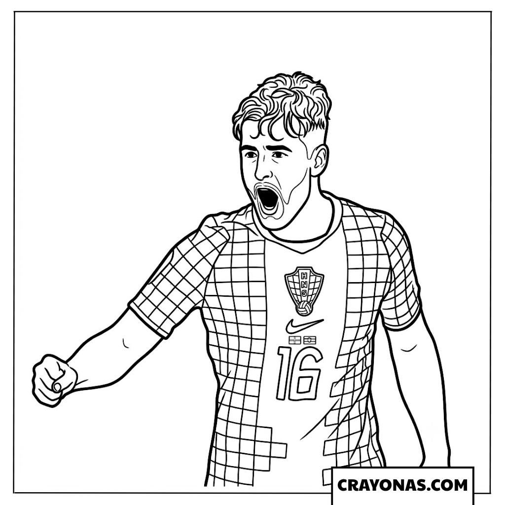 Martin Baturina Goal Celebration England vs Croatia World Cup 2026 Coloring Page