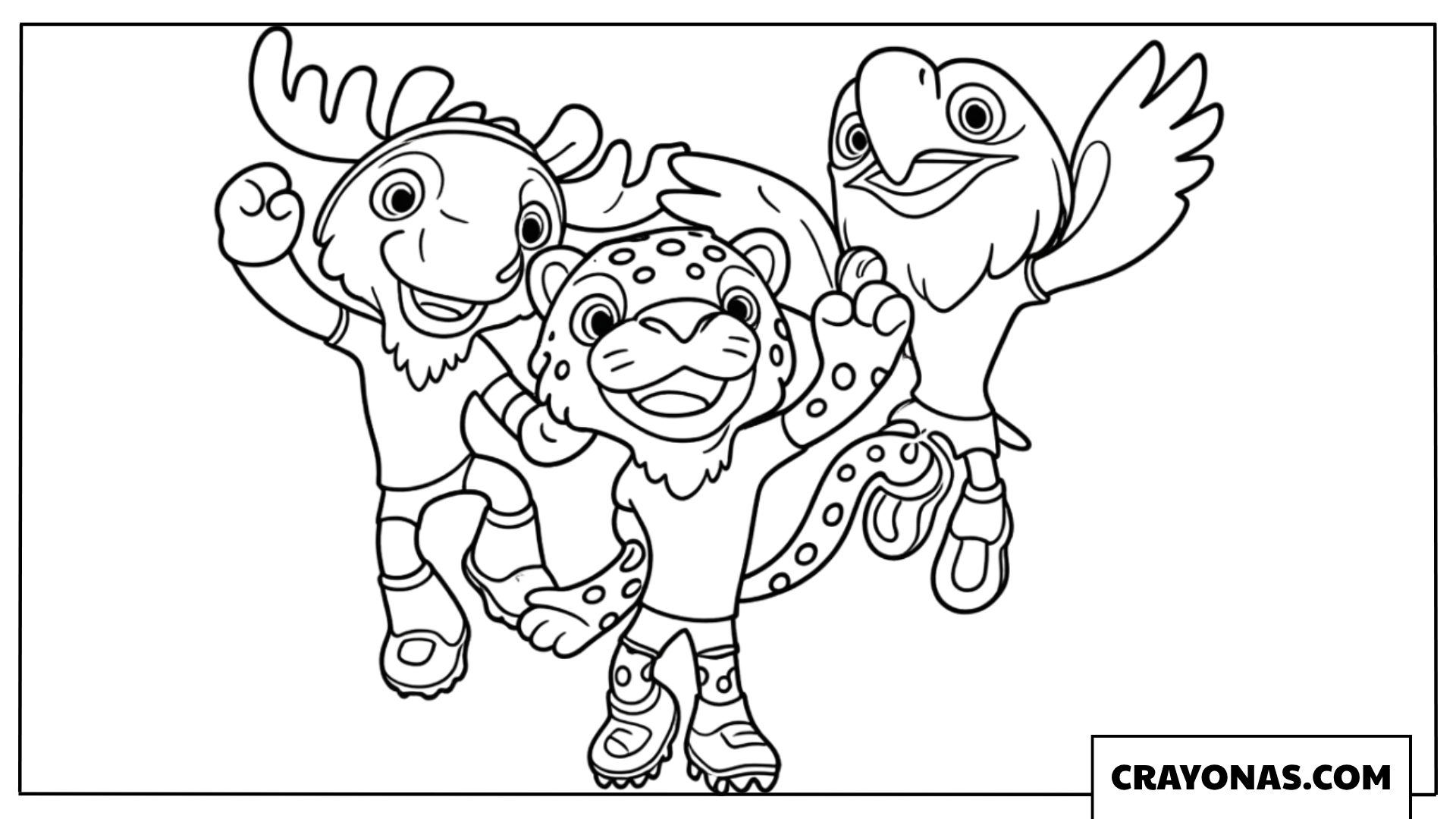 Mascots Celebration Scene Coloring Page