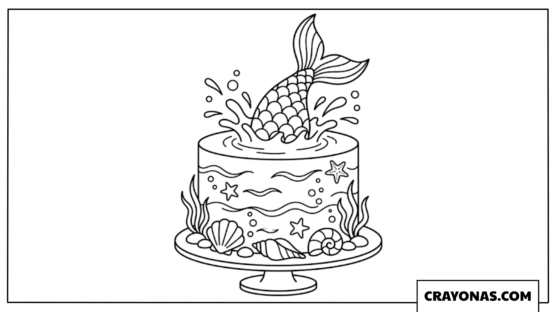 Mermaid Cake Coloring Page