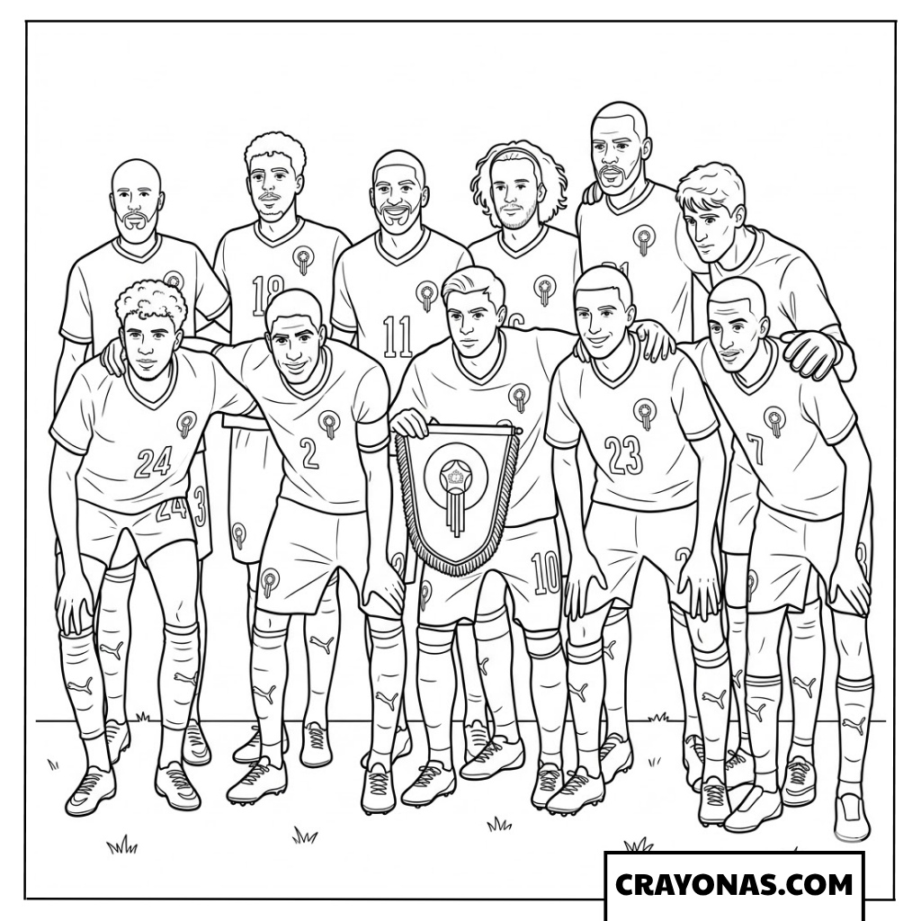 Morocco National Team Starting Lineup Coloring Page