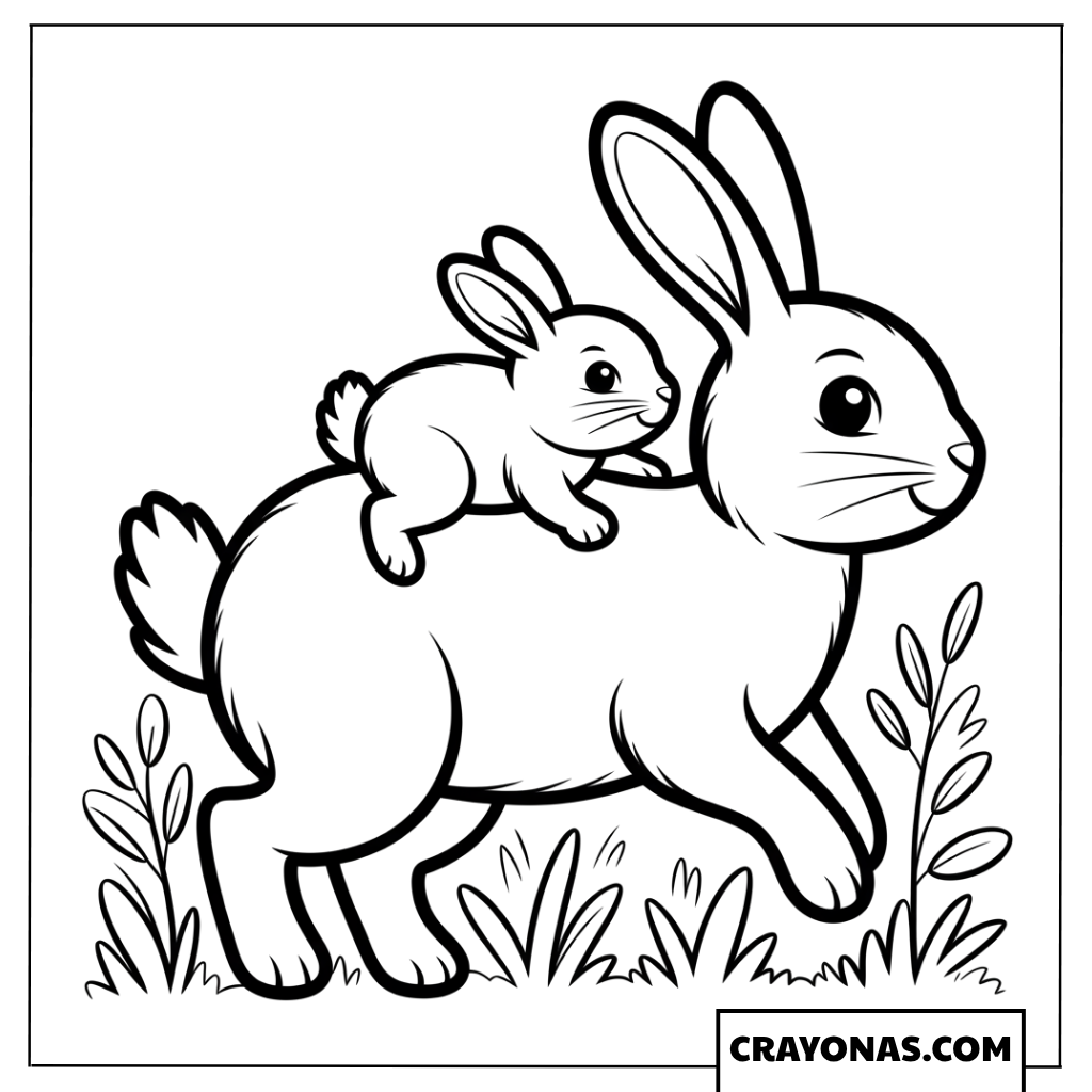 Mother Bunny Carrying Baby Coloring Page
