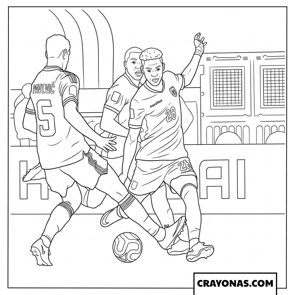 Nilson Angulo vs Aleksandar Pavlovic Tackle Coloring Page